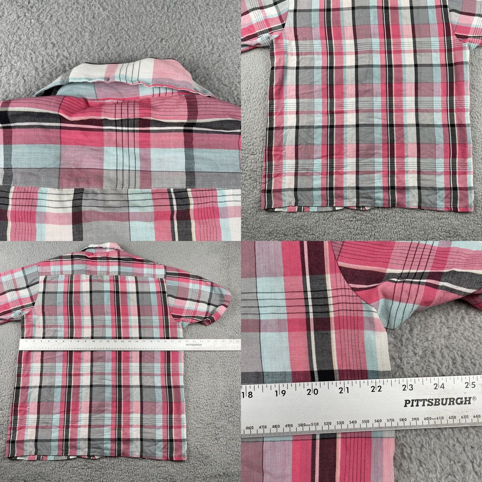 Vintage VINTAGE Golden Key Shirt Button-Up Plaid Short Sleeve Blue Pink USA Mens Large Shirt Size US L / EU 52-54 / 3 - 9 Thumbnail