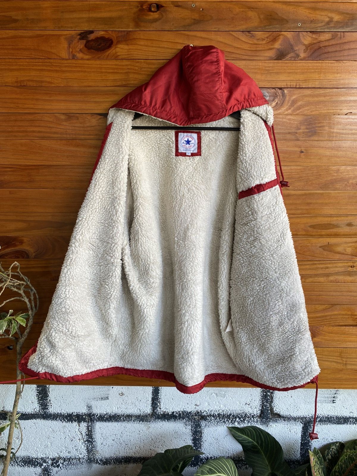 Converse Vintage Converse All Star Sherpa-Lined Hooded Jacket Red Size US L / EU 52-54 / 3 - 10 Thumbnail