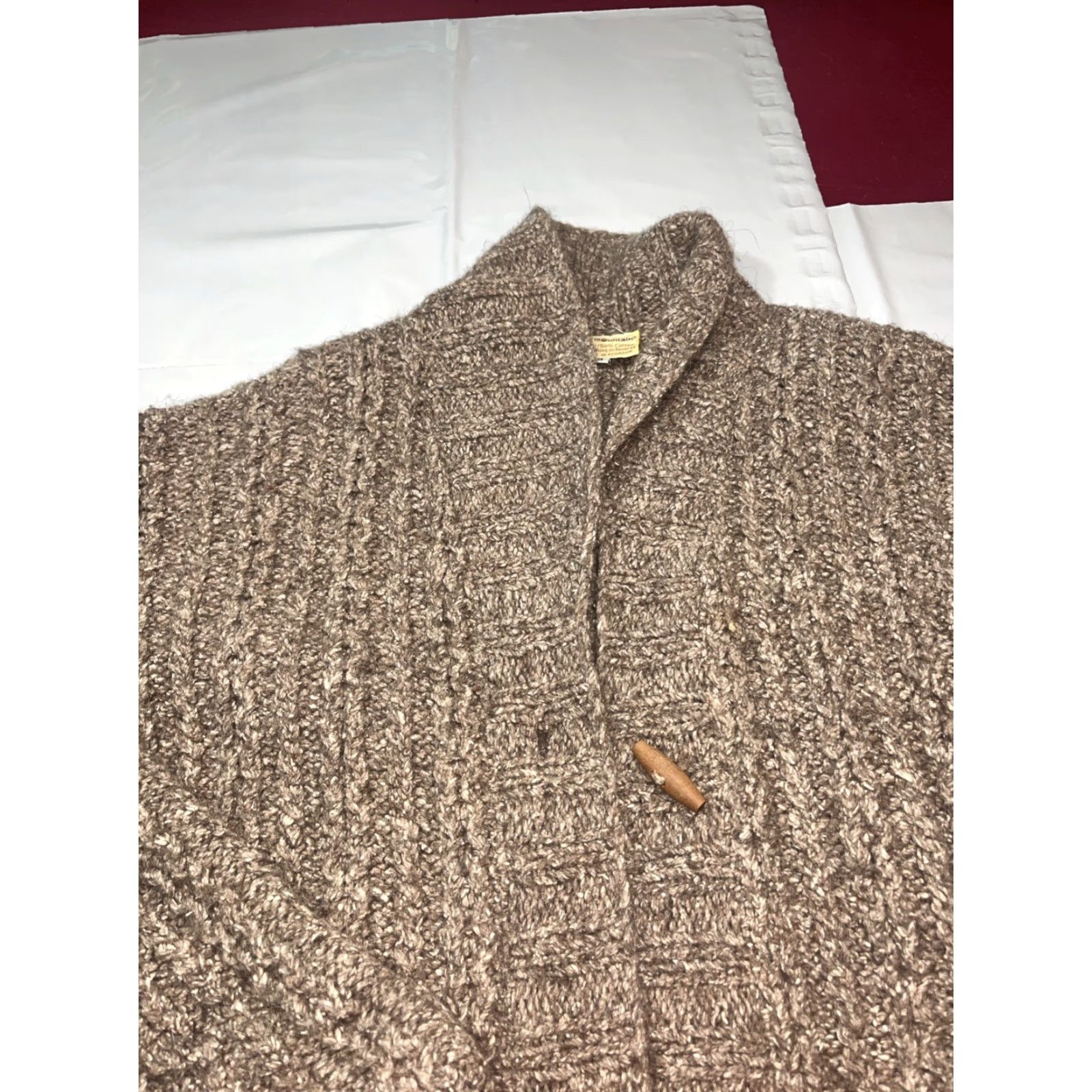 Vintage VINTAGE Purple Mountain Brown Sweater Wool Hand Knit Cardigan Toggle Button Cowl Neck S Women Cardigan Knit Chunky Bohemian Fall Winter Classic Size S / US 4 / IT 40 - 6 Thumbnail