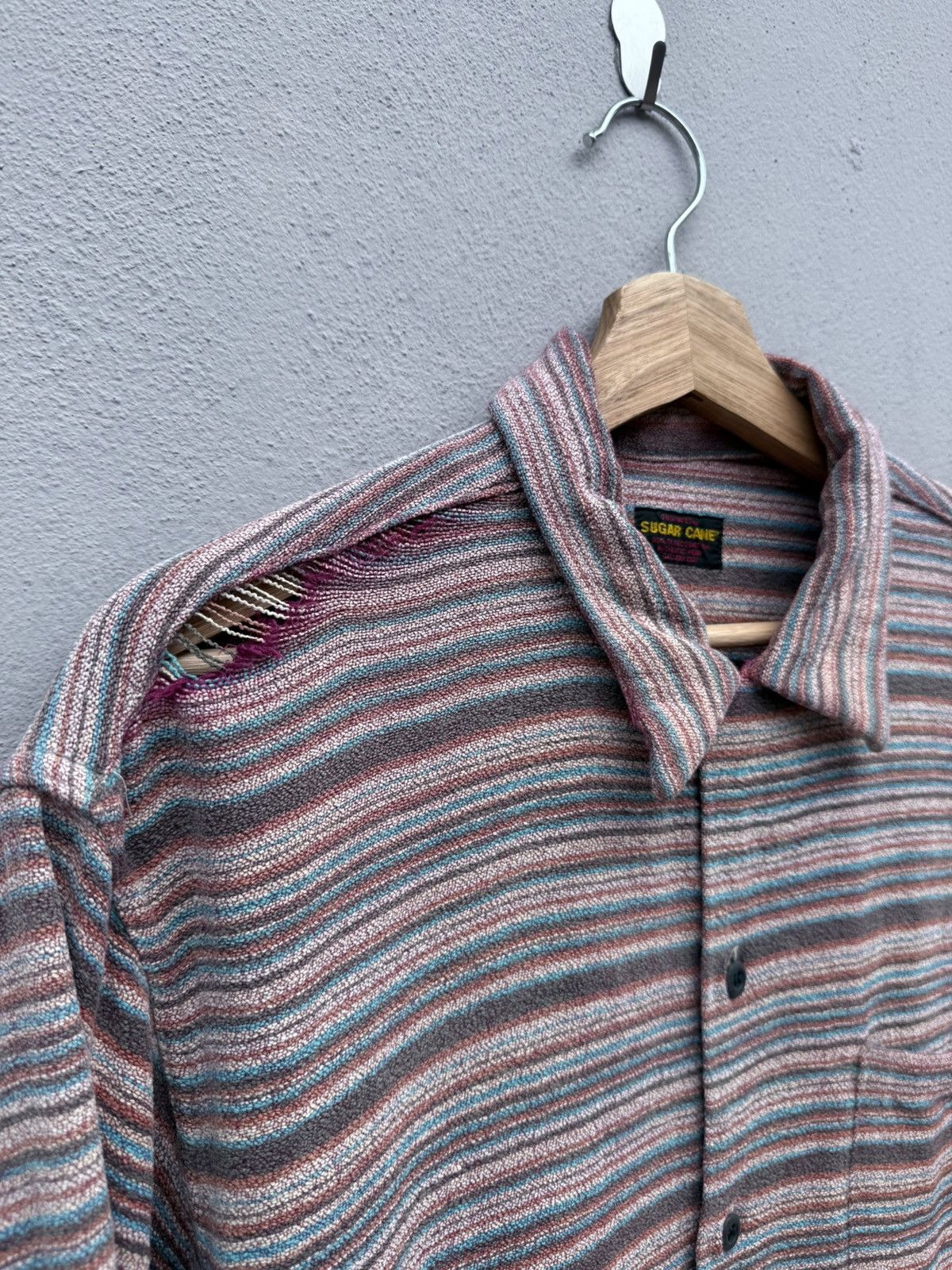 Sugar Cane Vintage Distressed SUGAR CANE Stripes Flannel Rare Design Size US L / EU 52-54 / 3 - 2 Thumbnail