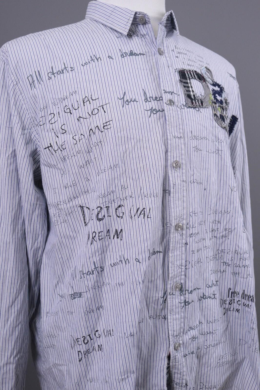Desigual Desigual Regular Fit Blue Pinstripe Printed Shirt Sz XXL Size US XL / EU 56 / 4 - 6 Thumbnail