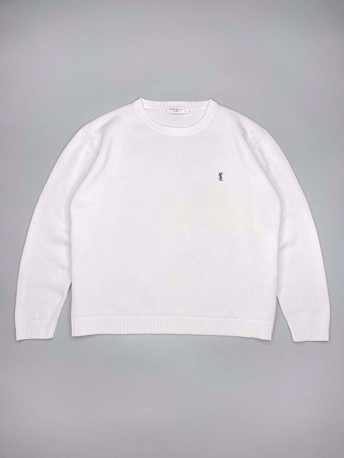 Yves Saint Laurent White YSL Sweater Knit Size US L / EU 52-54 / 3 - 1 Thumbnail
