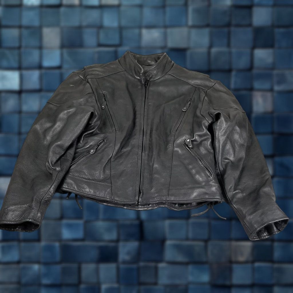Vintage VINTAGE Leather Jacket Unik Ultra Black Leather Short Jacket Women Large Motorcycle Style Size L / US 10 / IT 46 - 1 Thumbnail