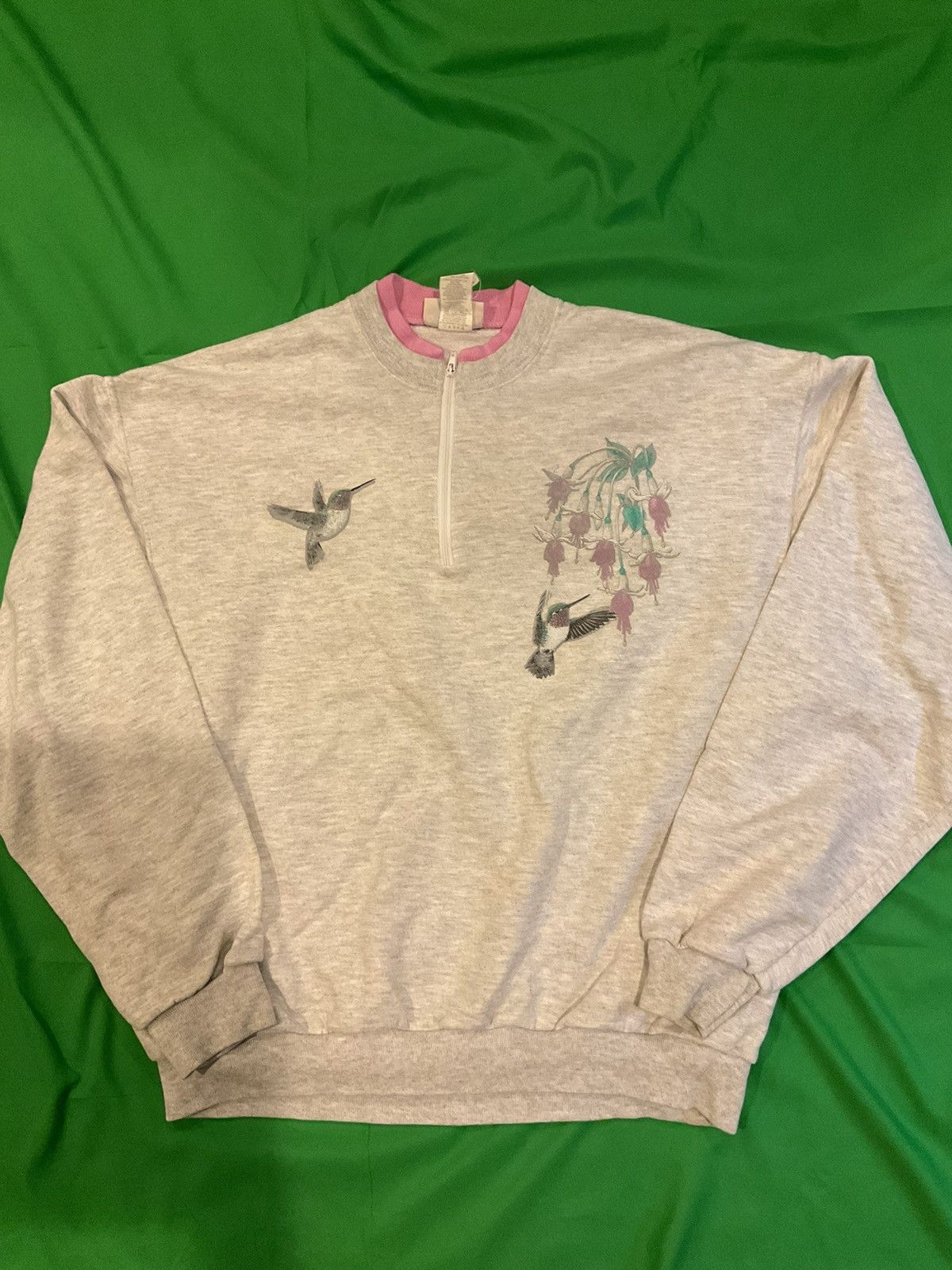 Vintage vintage 90s Hummingbird quarter zip Size L / US 10 / IT 46 - 1 Thumbnail