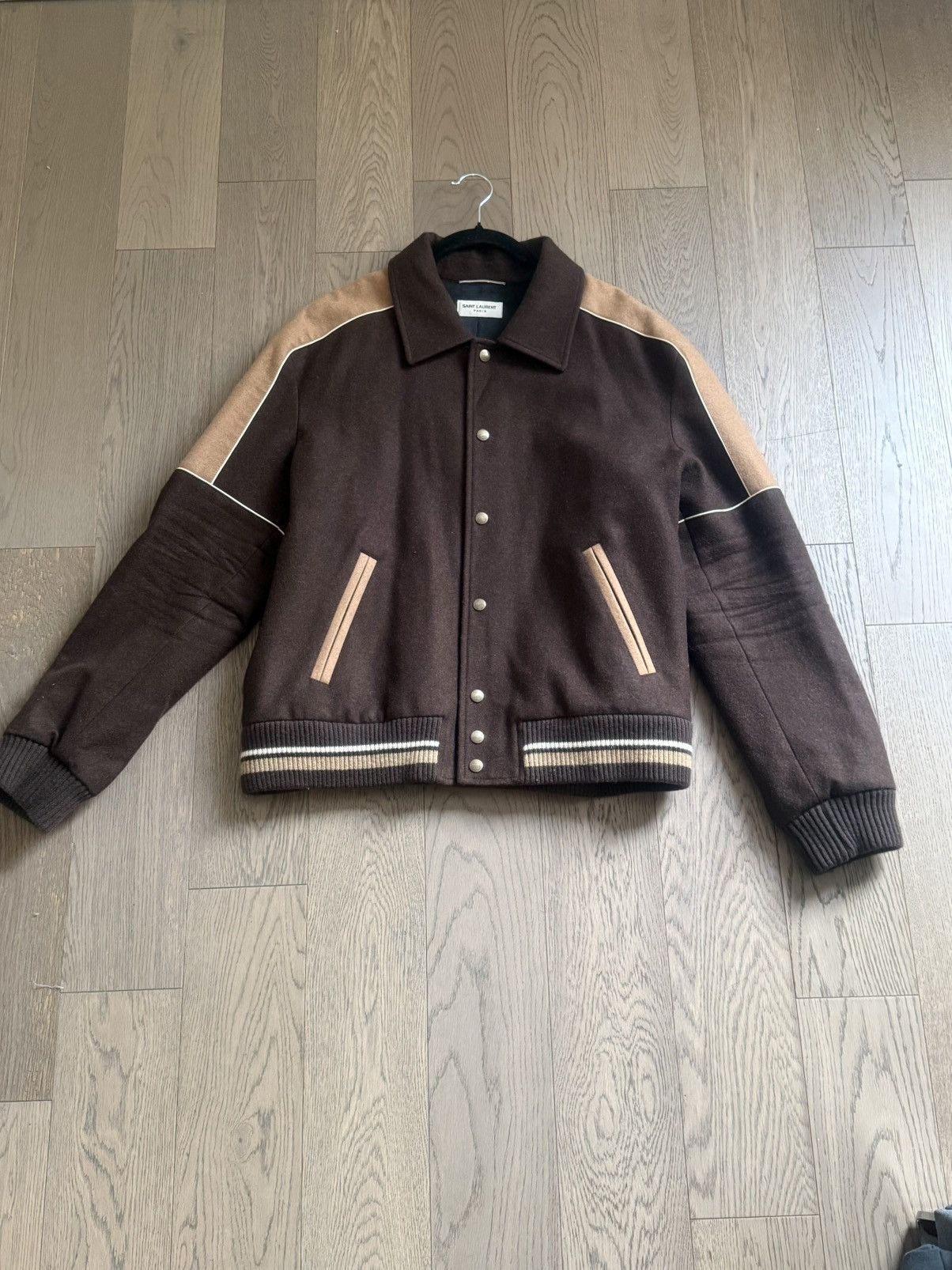 Saint Laurent Paris Saint Laurent Paris Brown Teddy Varsity Jacket Size US L / EU 52-54 / 3 - 1 Thumbnail