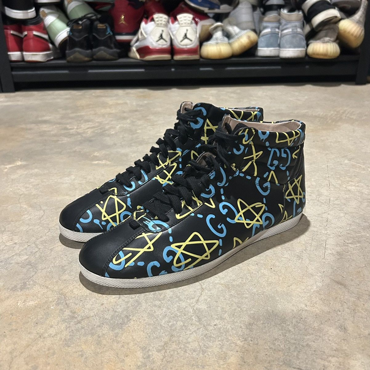 Designer × Gucci Gucci Ace High Top Graffiti Ghost Stars Leather Shoes US 11 Size US 11 / EU 44 - 2 Thumbnail