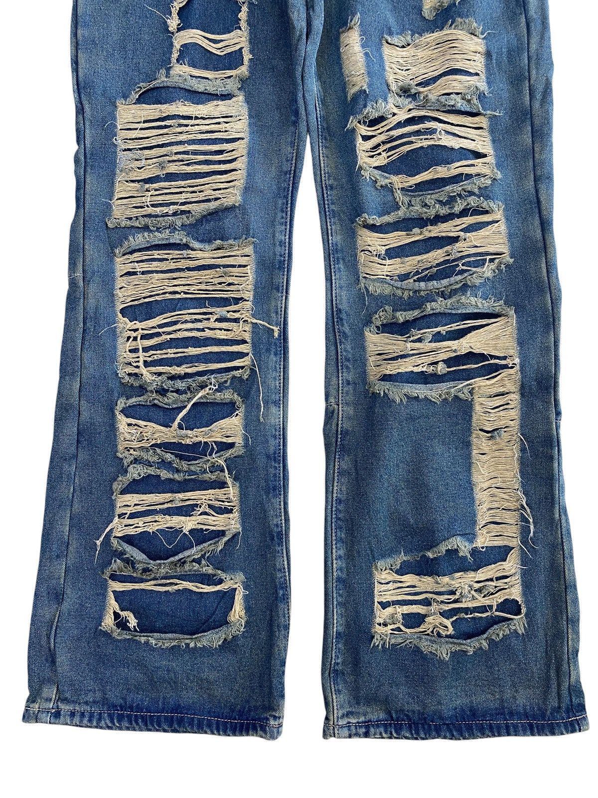 Japanese Brand Romwe Brand Heavy Ripped Vintage Wash Style Wide Leg Jeans Size US 34 / EU 50 - 9 Thumbnail