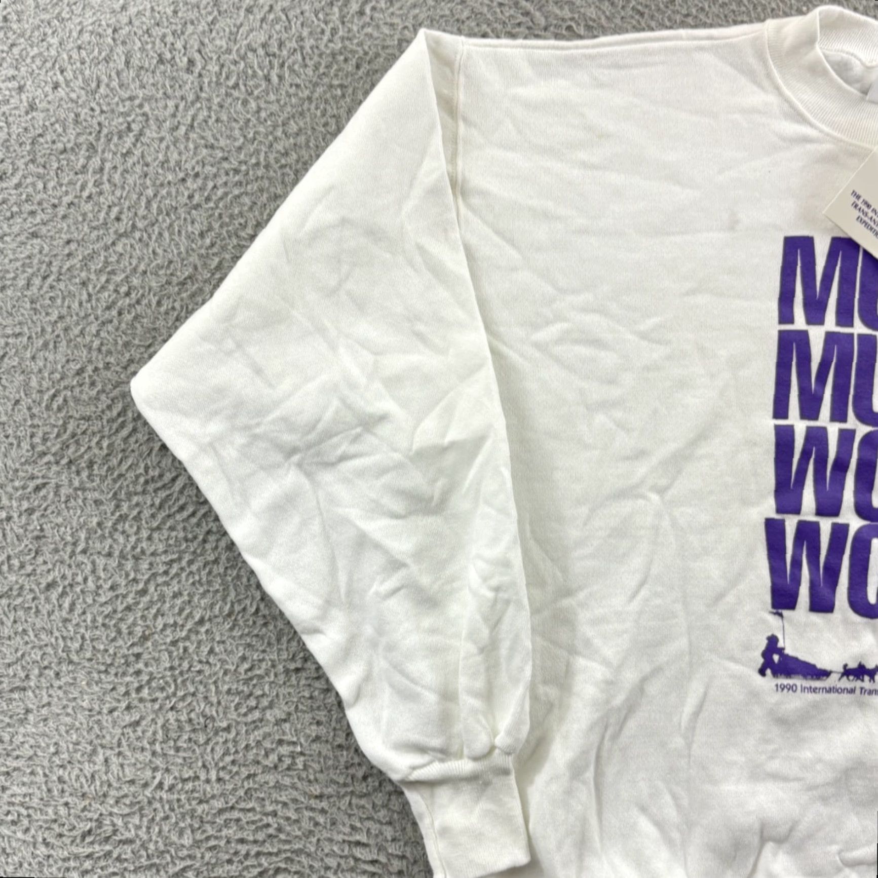 Vintage VINTAGE Oneita Sweatshirt Men XL White 90s USA NWT Crew Neck Knit Pullover Long Sleeve Logo Size US XL / EU 56 / 4 - 4 Thumbnail