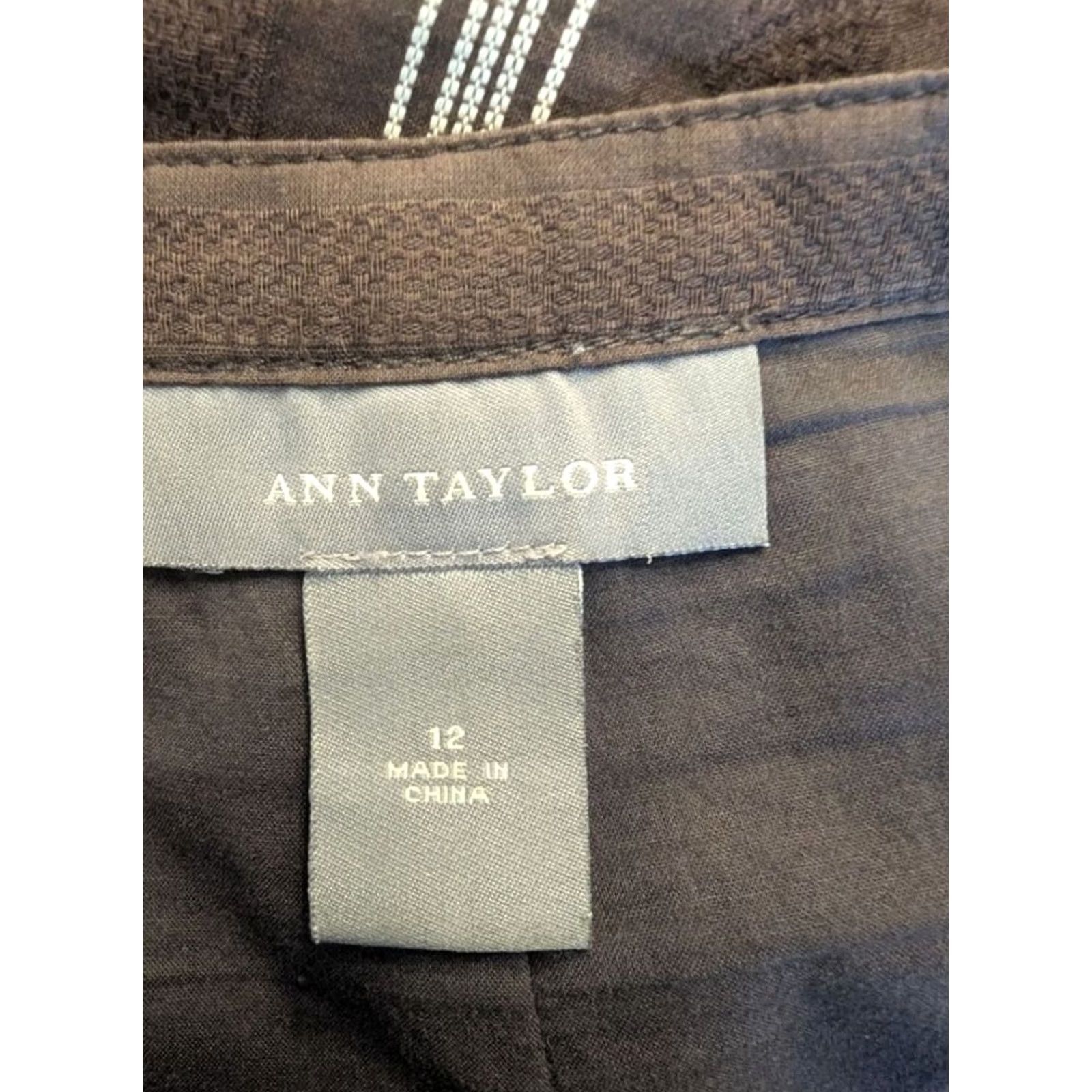 Ann Taylor VINTAGE? Ann Taylor Brown & White Chevron Pattern Aline Skirt Women Size 12 Office Casual Size 34" / US 12 / IT 48 - 7 Thumbnail