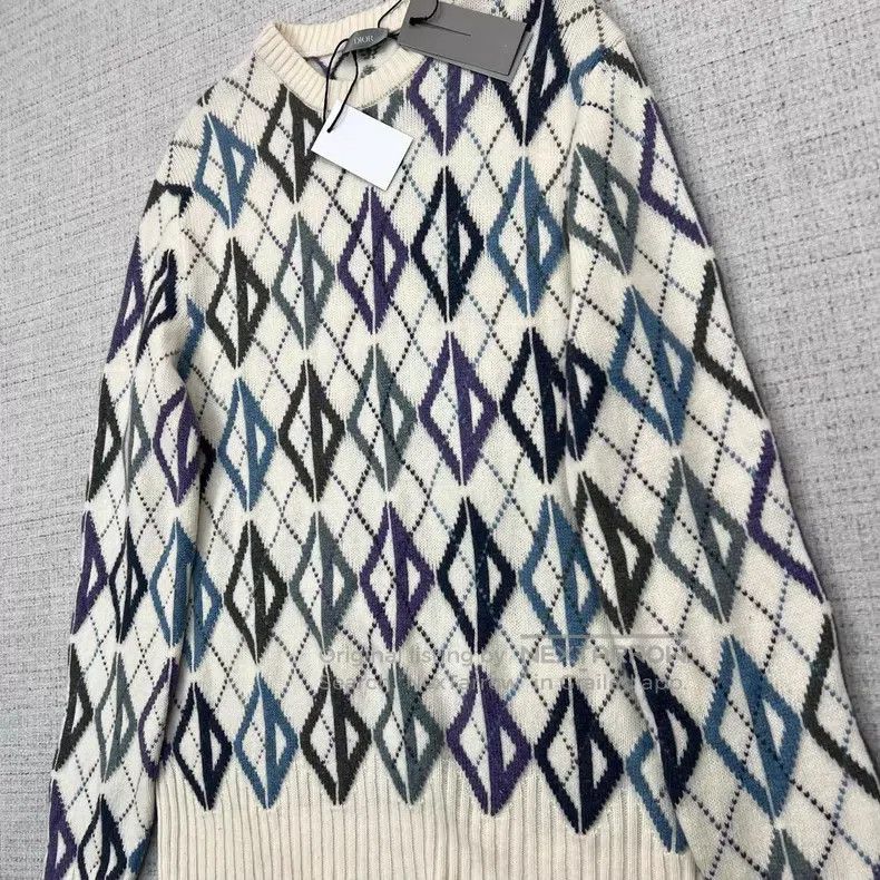 Dior Dior SS21 diamond jacquard round-neck knitted sweater Size US L / EU 52-54 / 3 - 3 Thumbnail