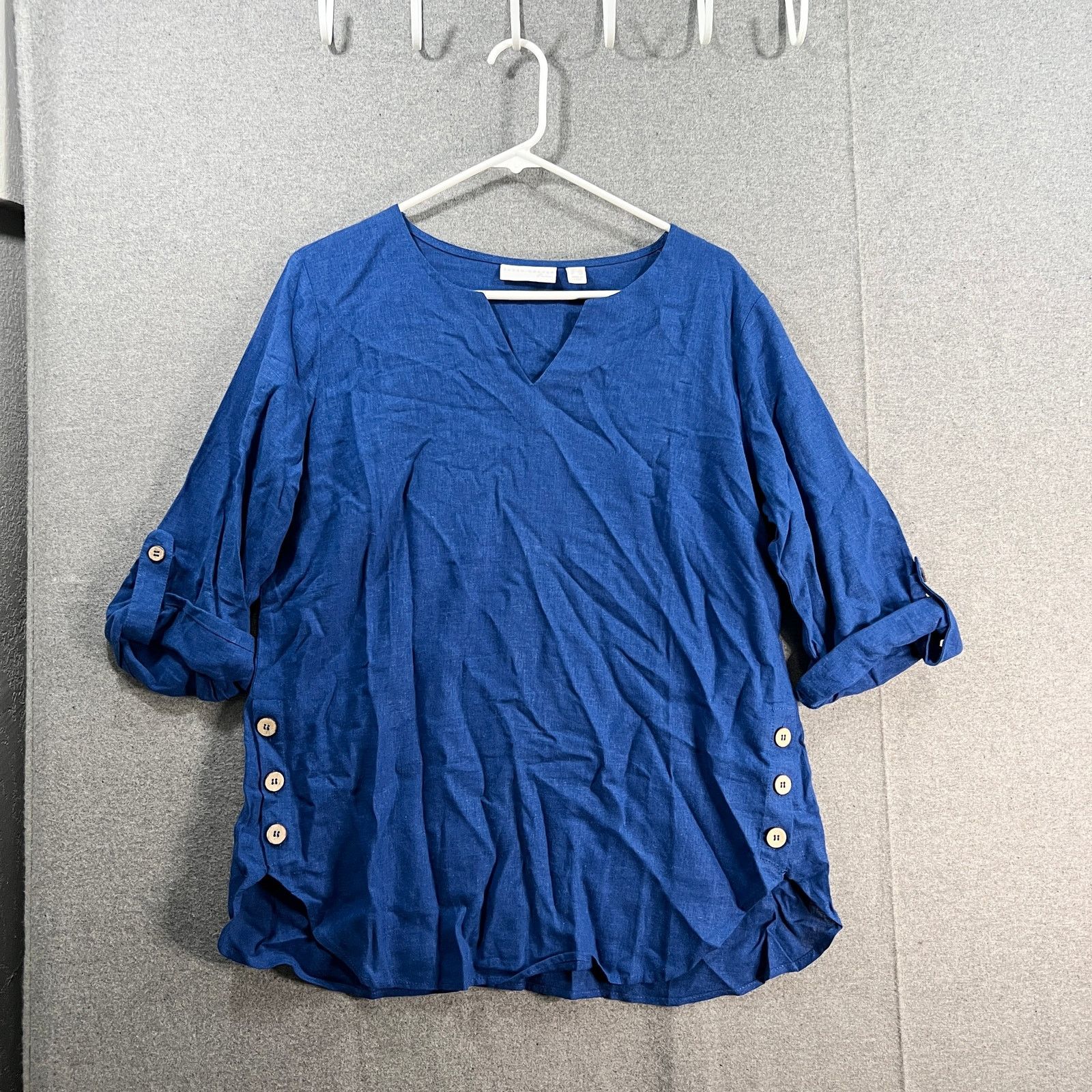 Other Susan Graver Pure Linen Blend Split-Neck Tunic Size S / US 4 / IT 40 - 1 Thumbnail