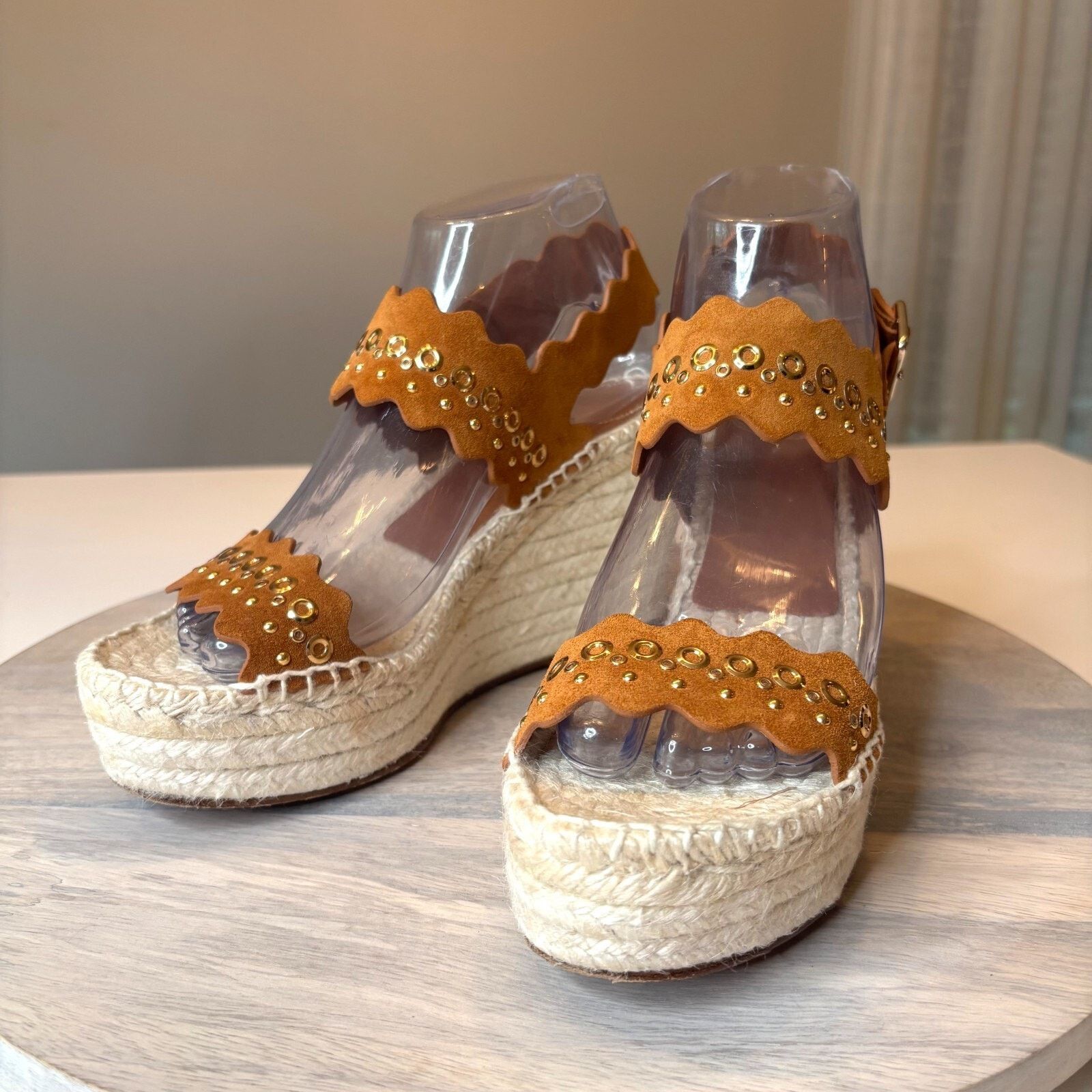 Chloe Chloe Lauren Wedge Espadrille Tan Suede Sandals EU 38 US 8 Size US 8 / IT 38 - 2 Thumbnail