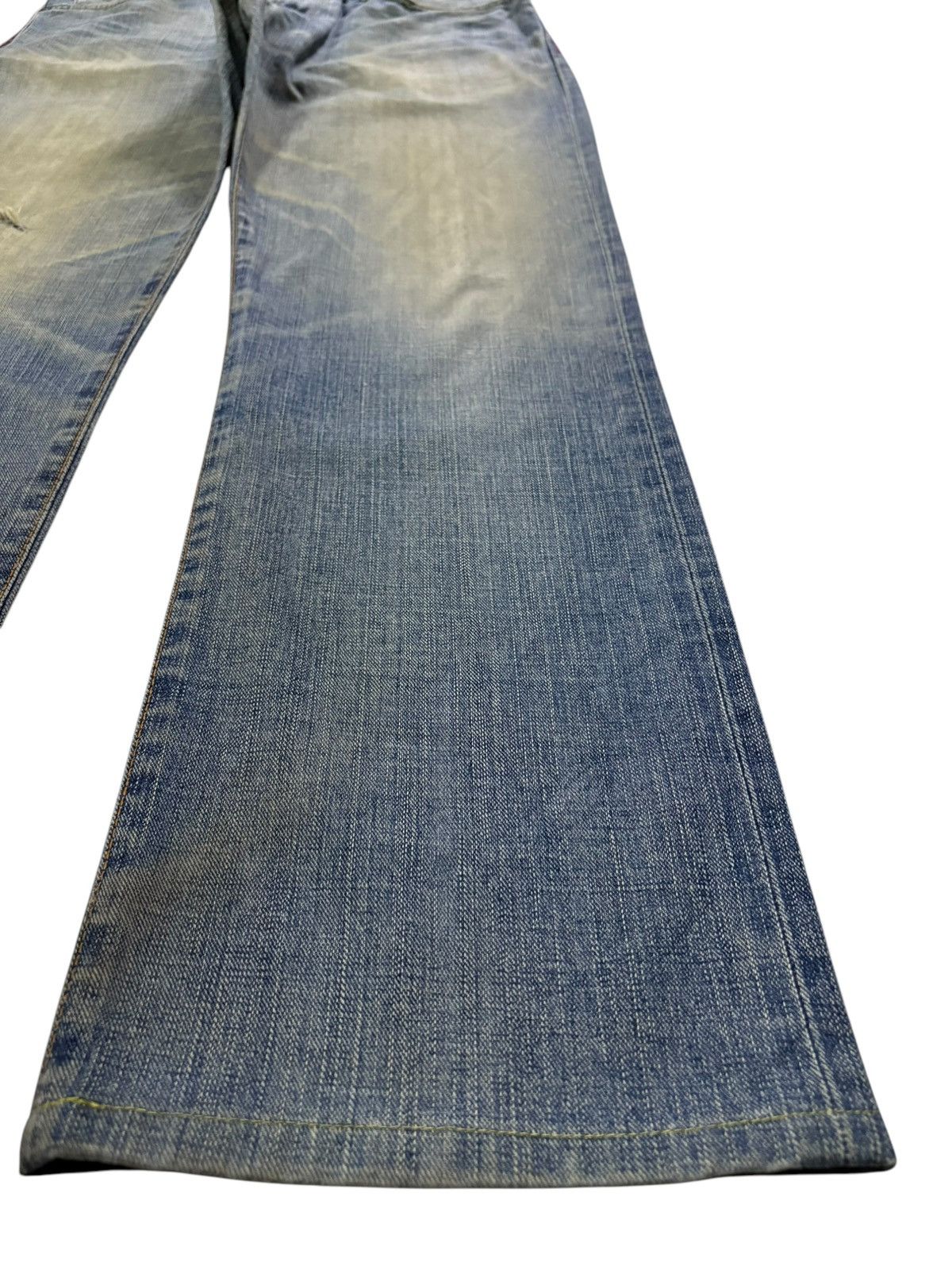 Edwin × Japanese Brand Vintage Japanese Edwin Blue Trip Mud Wash Ripped Baggy Jeans Size US 34 / EU 50 - 7 Thumbnail