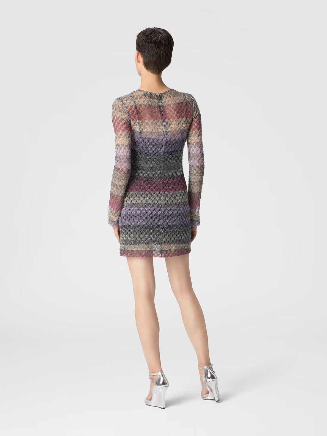 Missoni o1mle0425 Lameté Lace Mini-Dress in Multicolor Size M / US 6-8 / IT 42-44 - 2 Thumbnail