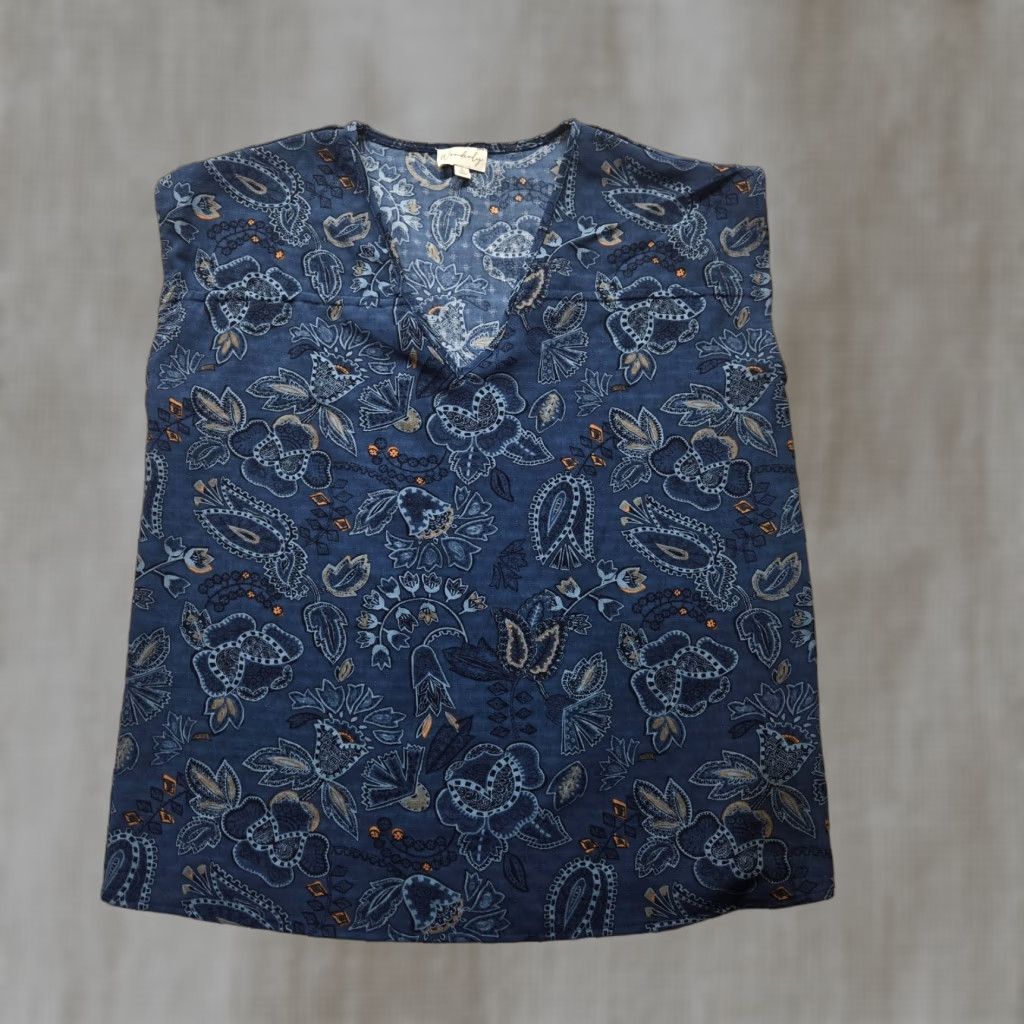 Vintage Wonderfly Blue Paisley Sleeveless Tunic Blouse Shirt Women's S Small Size S / US 4 / IT 40 - 1 Thumbnail