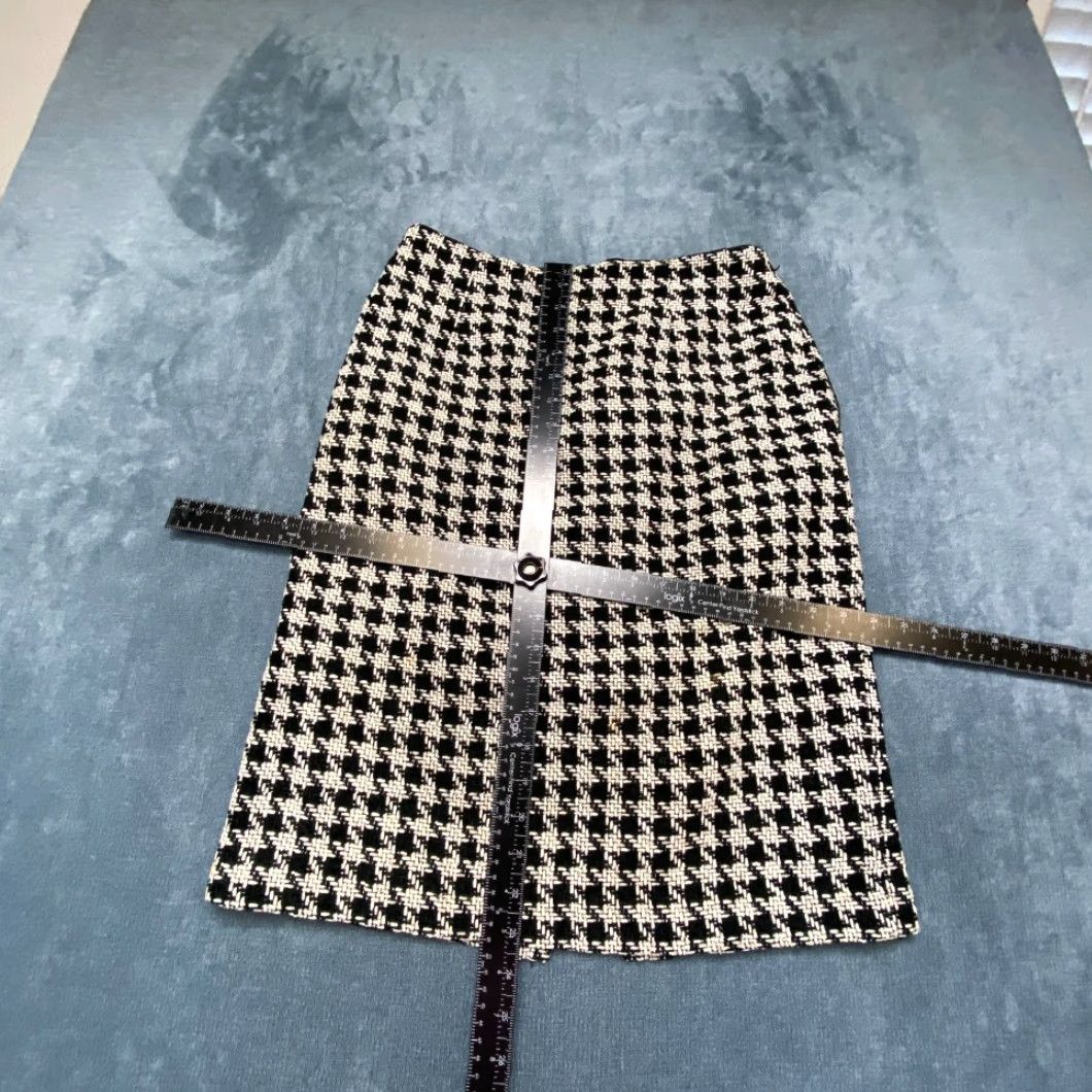 Vintage FOCUS 2000 Pencil Skirt Womens 8 White Black Houndstooth Lined Pleated Back Slit Shirt Skirt? Size 30" / US 8 / IT 44 - 7 Thumbnail