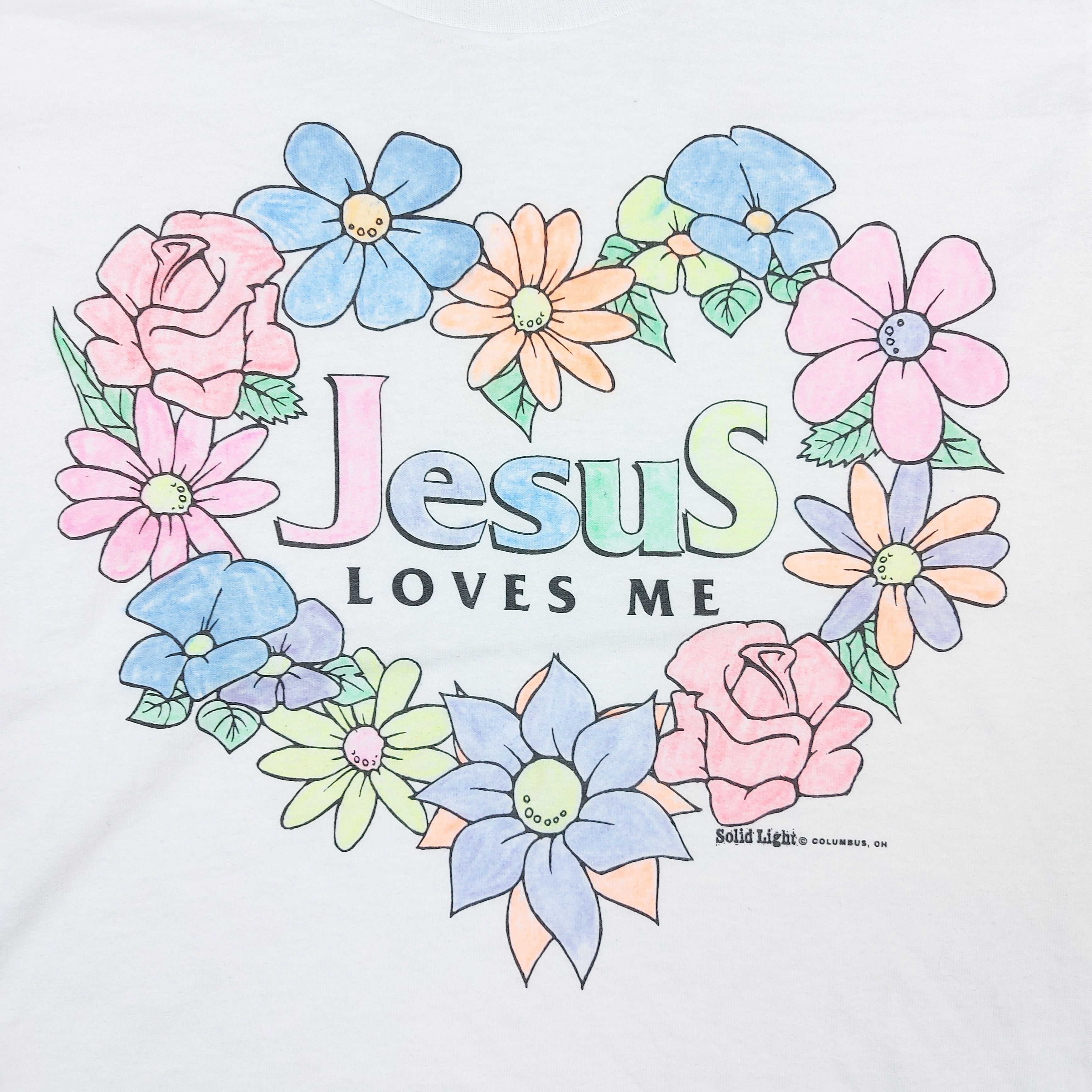 Other Vintage 80s Jesus Loves Me Solid Light USA Single-Stitch TEE Size XL / US 12-14 / IT 48-50 - 2 Thumbnail