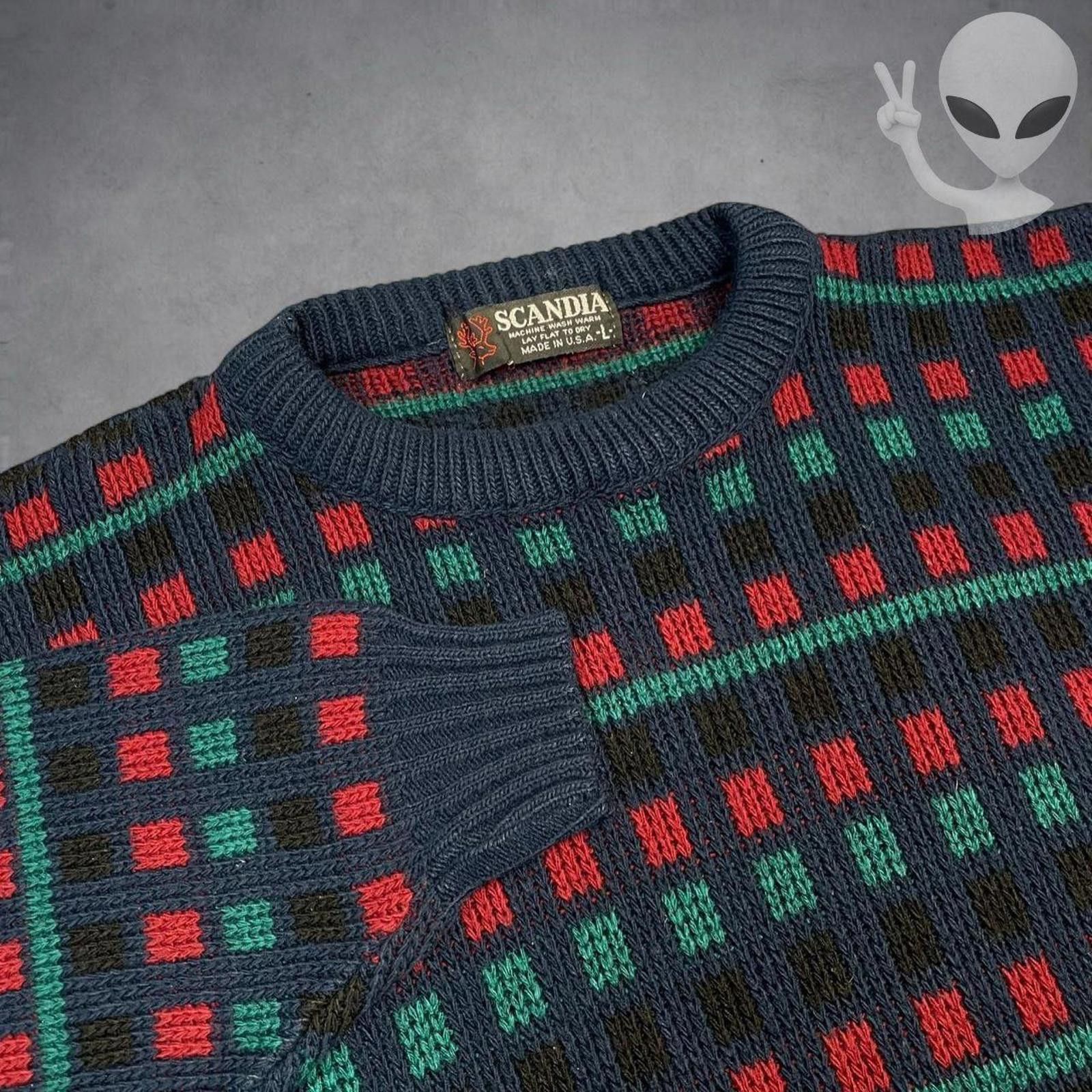 Other Scandia Sweater Mens Large Made in USA Geometric 90s Knit Size US L / EU 52-54 / 3 - 2 Thumbnail