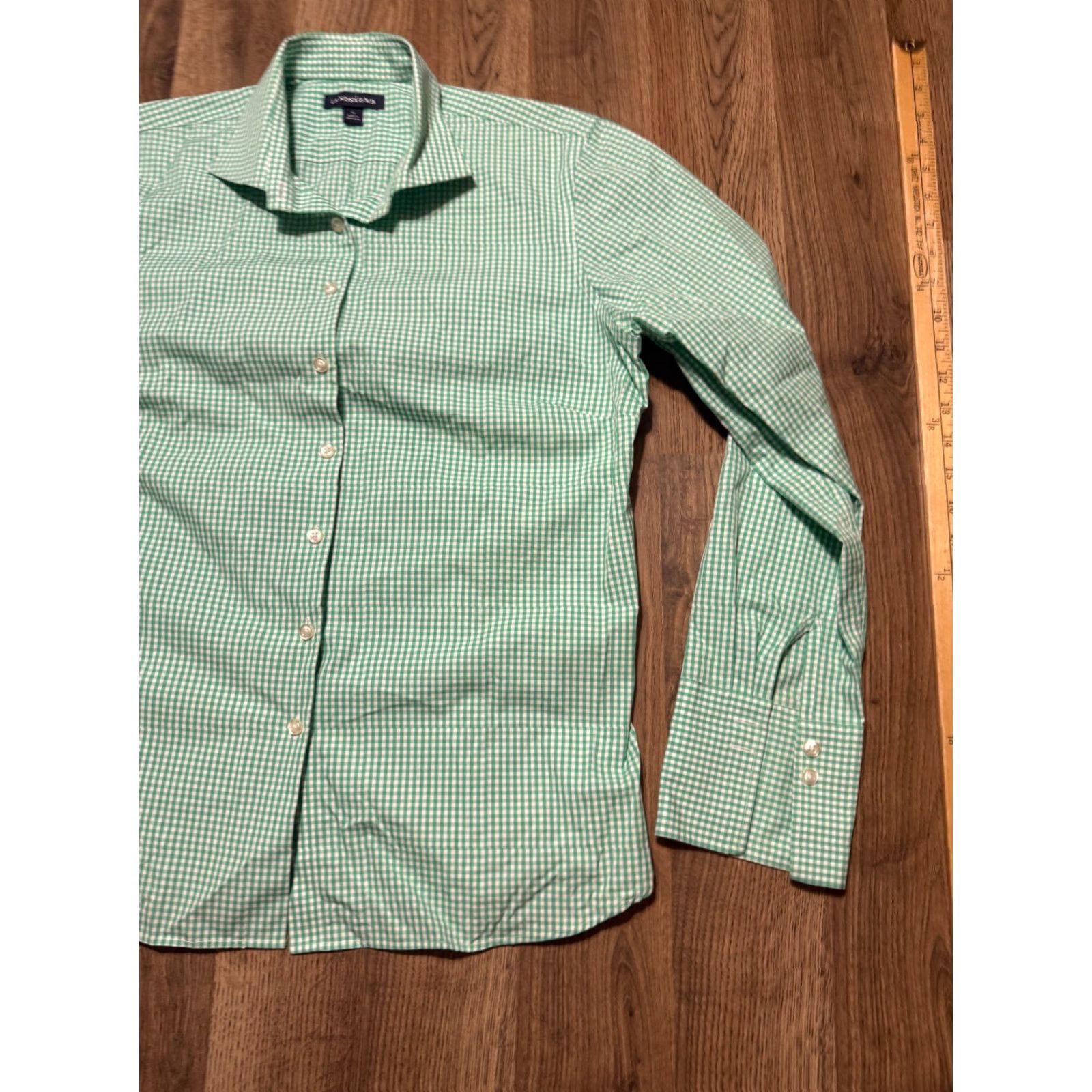 Lands' End Lands' End Shirt Women's Size 12 Green White Check Long Sleeve Button Up Shirt Size XL / US 12-14 / IT 48-50 - 4 Thumbnail