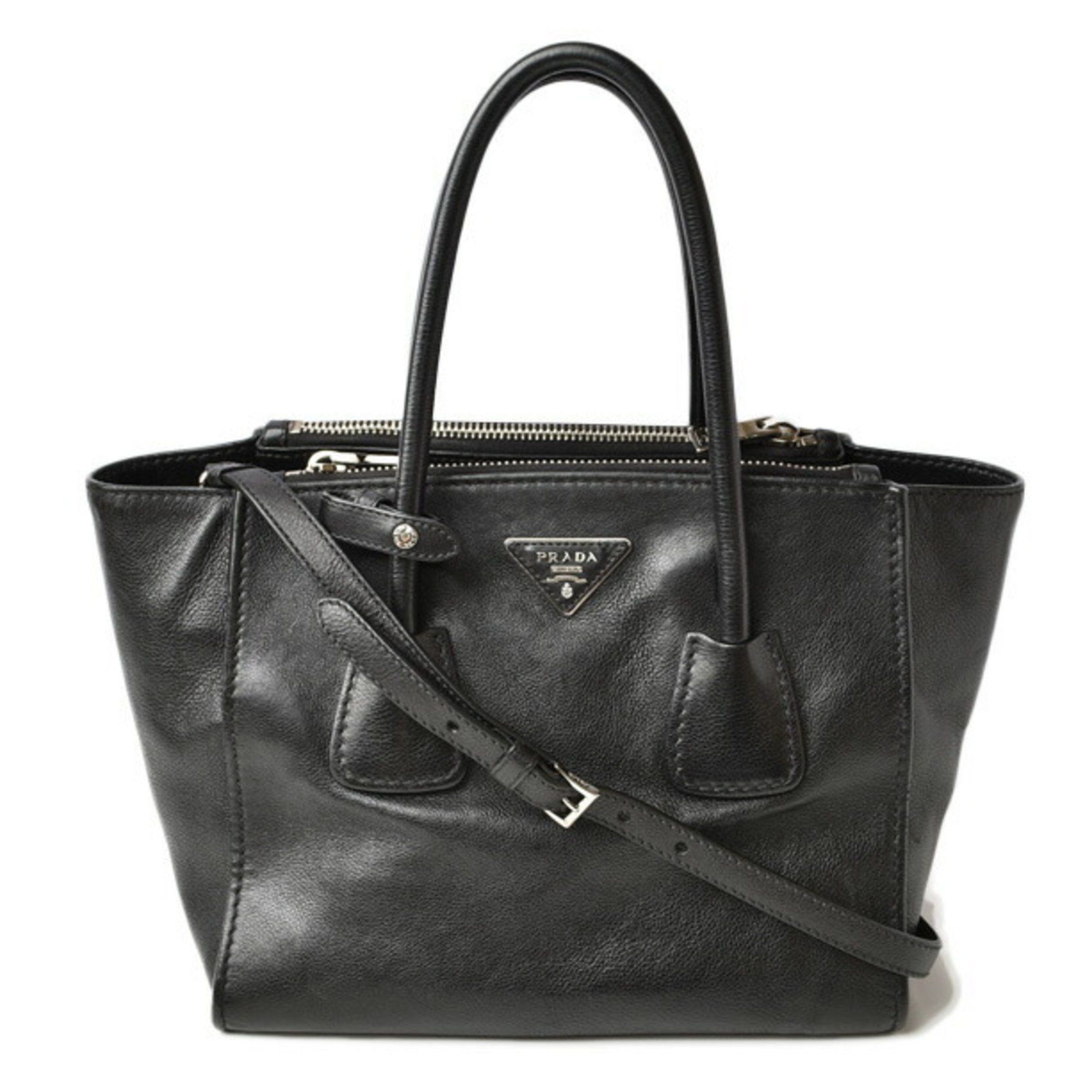 image of Prada Handbag Shoulder Bag 2Way Prada B2625M Glace Calf Calf Nero Black With Strap, Women's