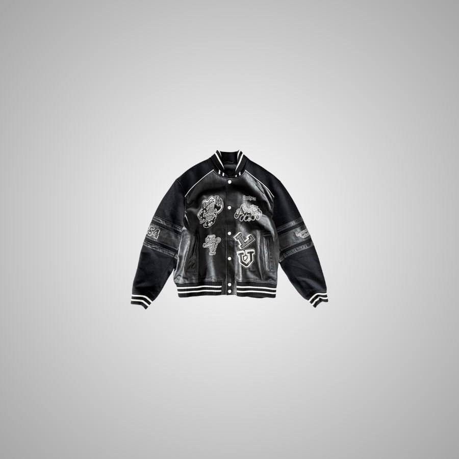 Louis Vuitton LOUIS VUITTON BLACK LEATHER VARSITY JACKET Size US XL / EU 56 / 4 - 1 Thumbnail