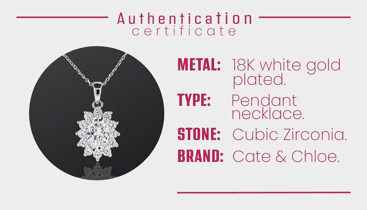 Other 18K White Gold Plated Over Brass Oval Cube Zirconia Necklace Size ONE SIZE - 9 Thumbnail
