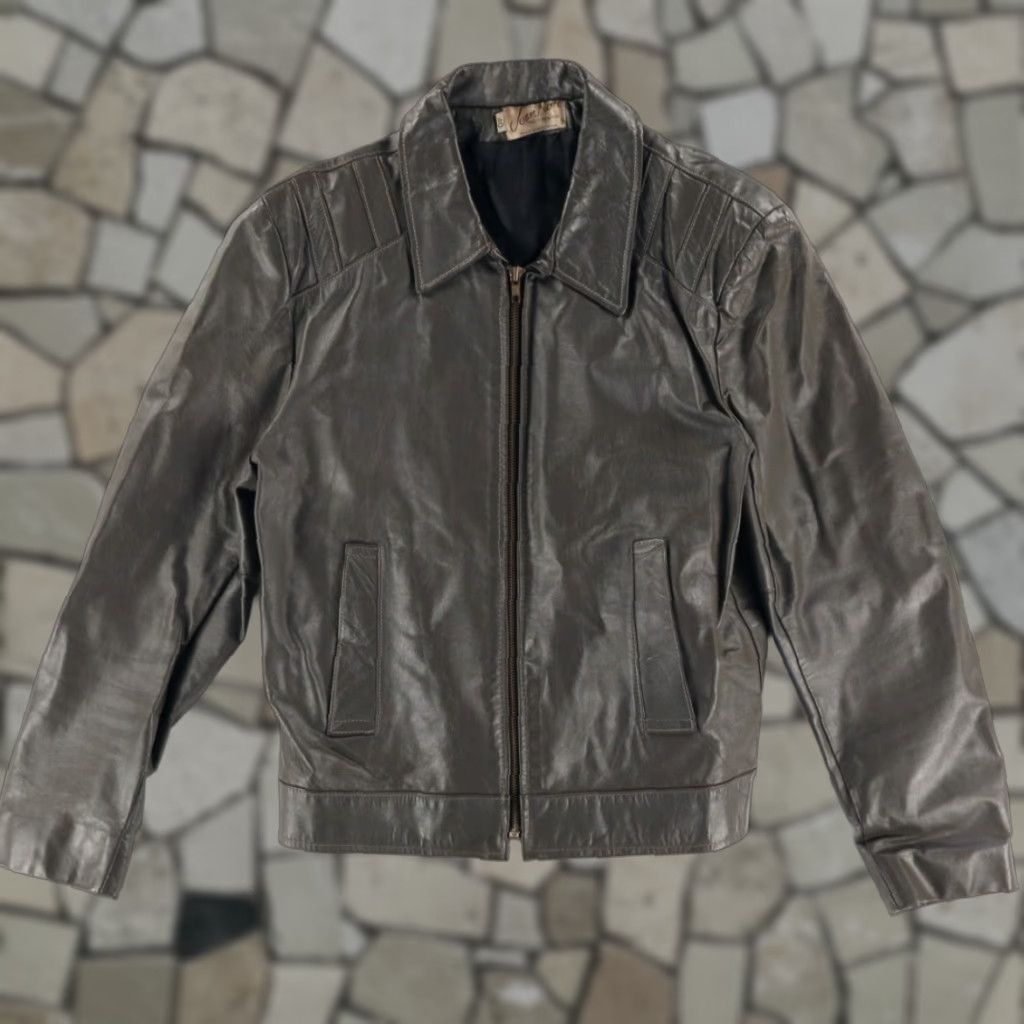 Vintage VTG Jean Pierre Leather Moto Biker Jacket Black Men's 40 Shirt Jacket Men VTG Size US 40 / EU 56 - 1 Thumbnail
