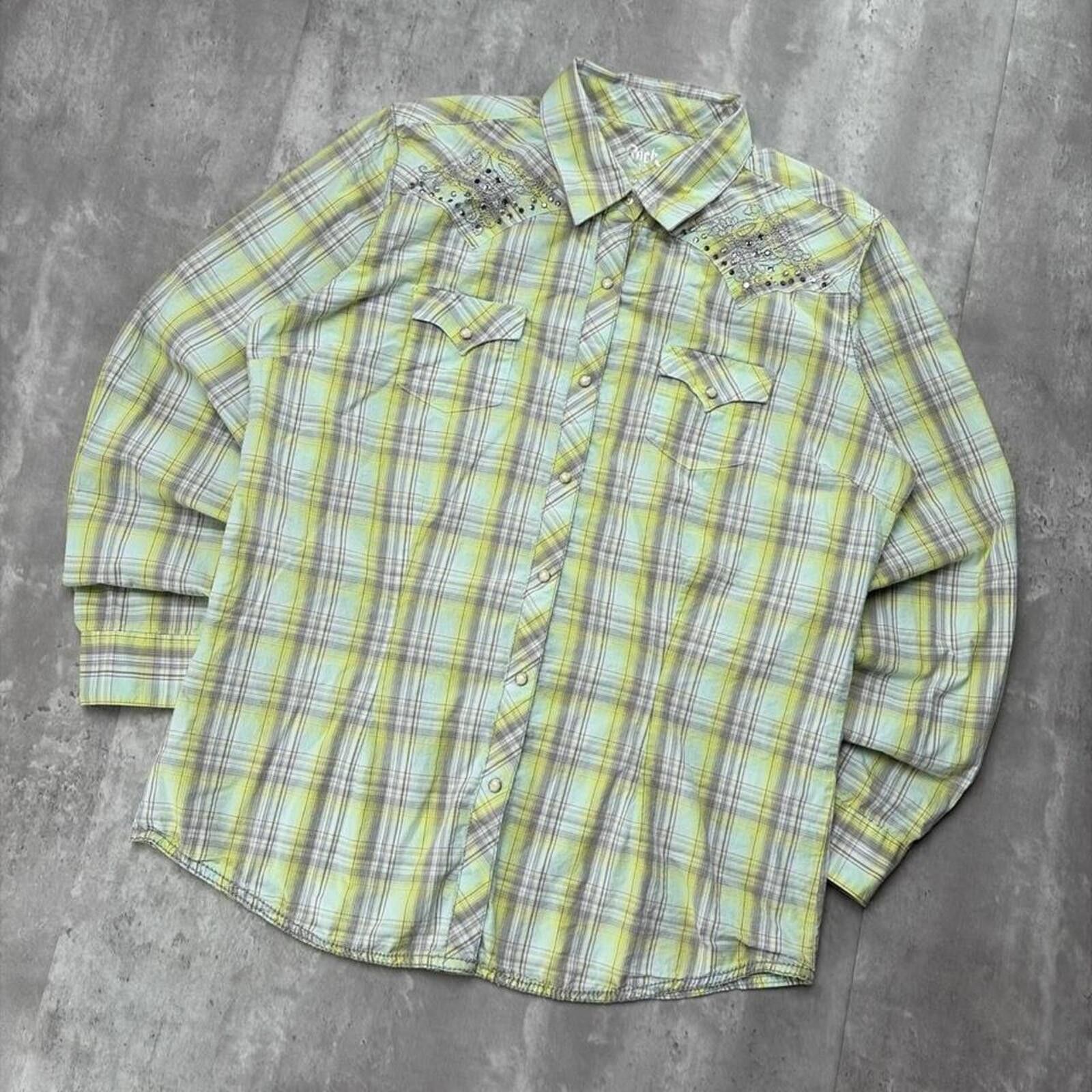 Wrangler Y2K Rock 47 By Wrangler Grunge Plaid Long Sleeve Shirt Size XL / US 12-14 / IT 48-50 - 3 Thumbnail