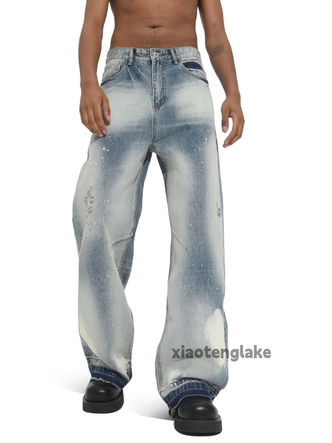 Jean Utility skate hiphop loose baggy stain paint jeans Size US 30 / EU 46 - 1 Thumbnail