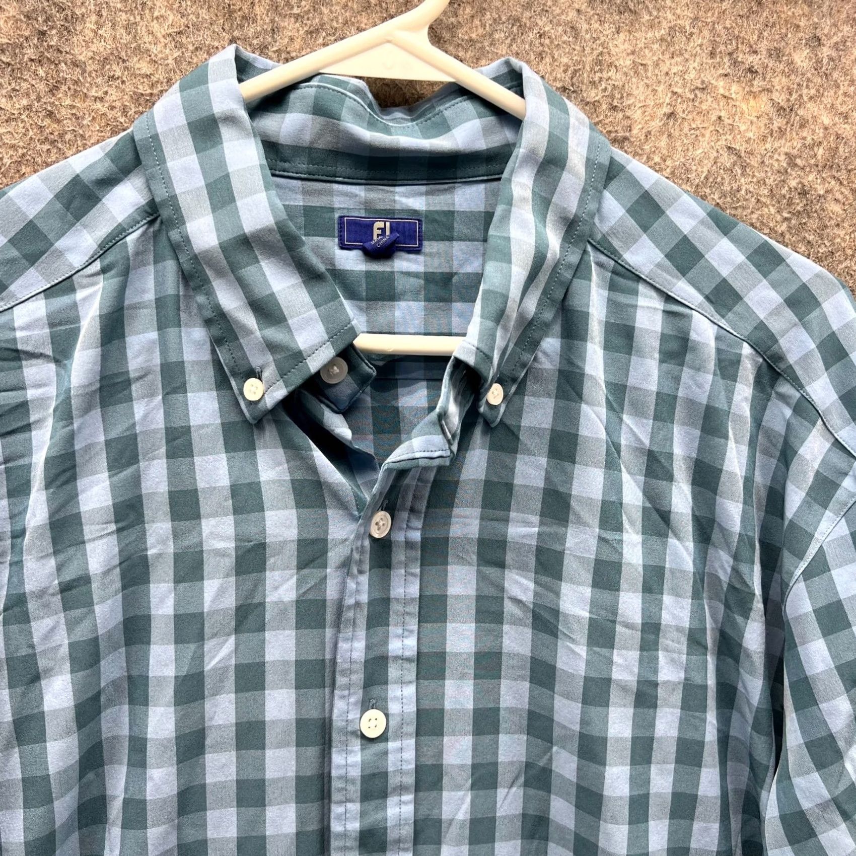 Footjoy FootJoy Shirt Men L Adult Blue Check Button-Down Polyester Spandex Casual Button-Up Casual Wear 4-Season Size US L / EU 52-54 / 3 - 3 Thumbnail