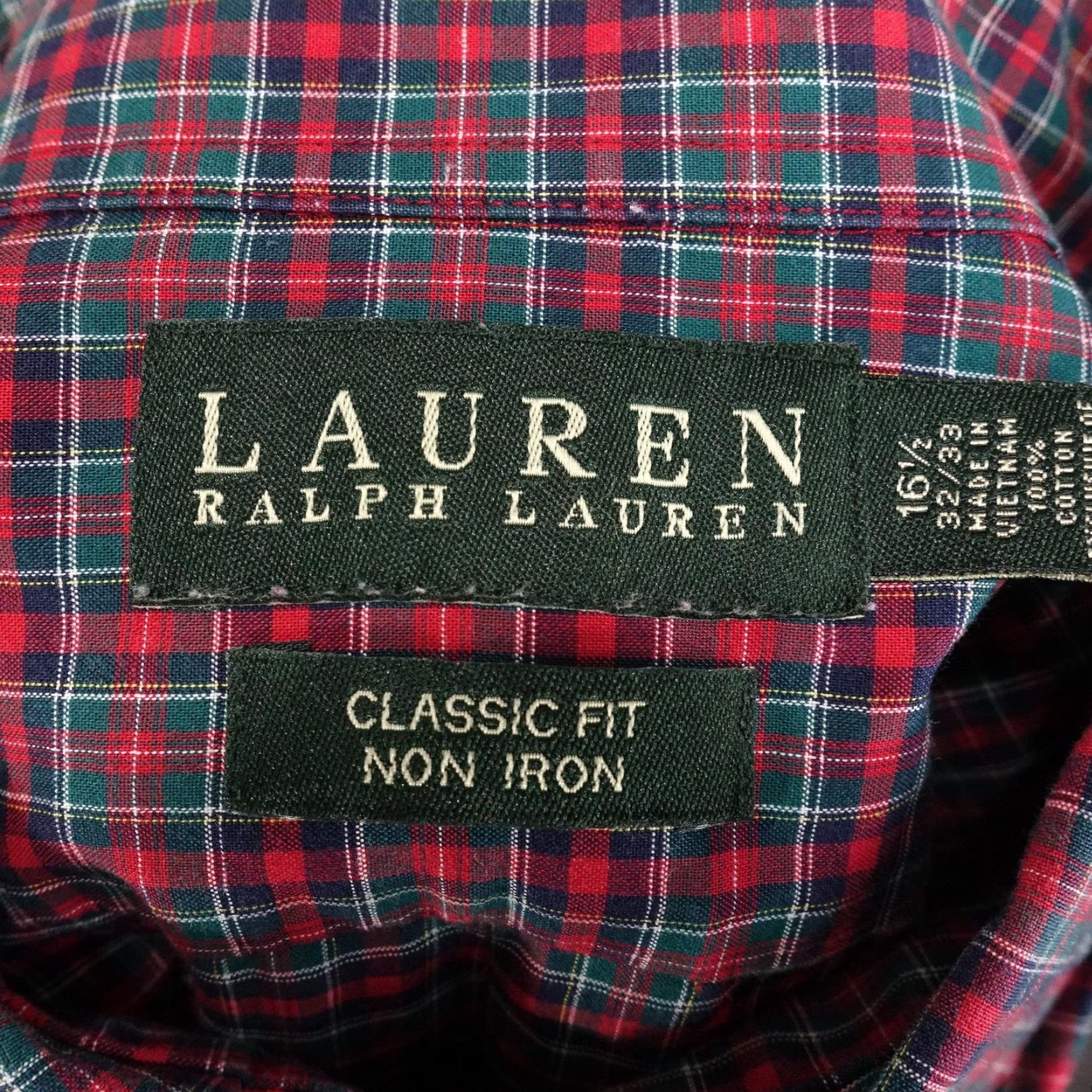 Ralph Lauren LAUREN Ralph Lauren Button-Up Shirt Mens XL Red Plaid Classic Fit Non-Iron Long Sleeve Embroidered Size 46R - 7 Thumbnail
