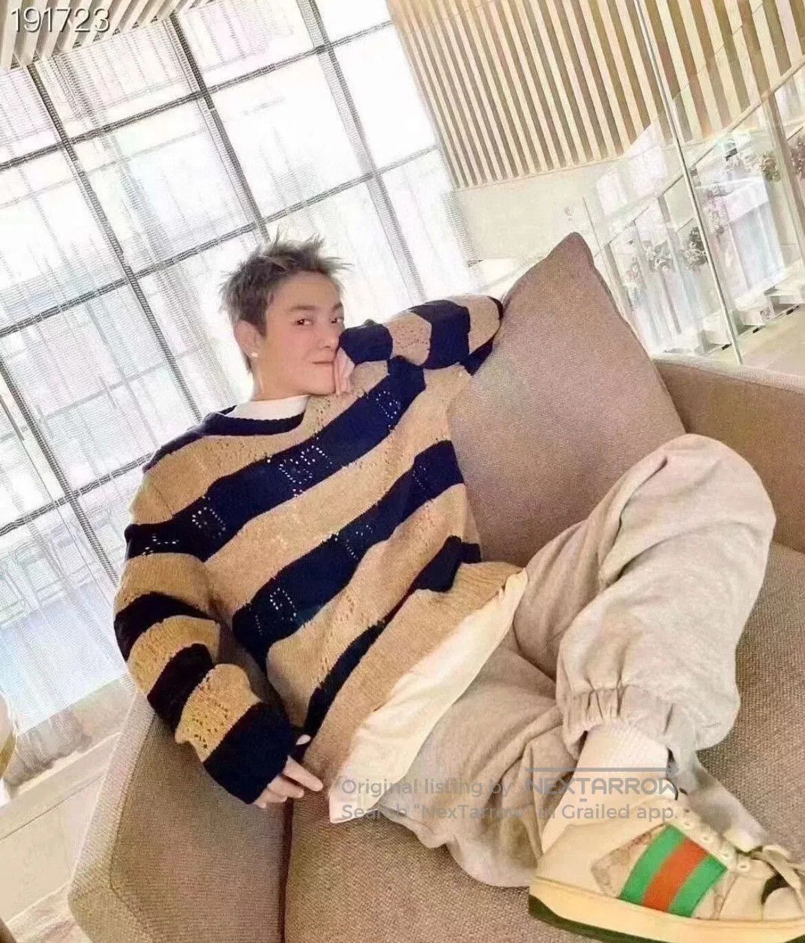 Gucci beige striped knit sweater by gucci. Size US L / EU 52-54 / 3 - 9 Thumbnail