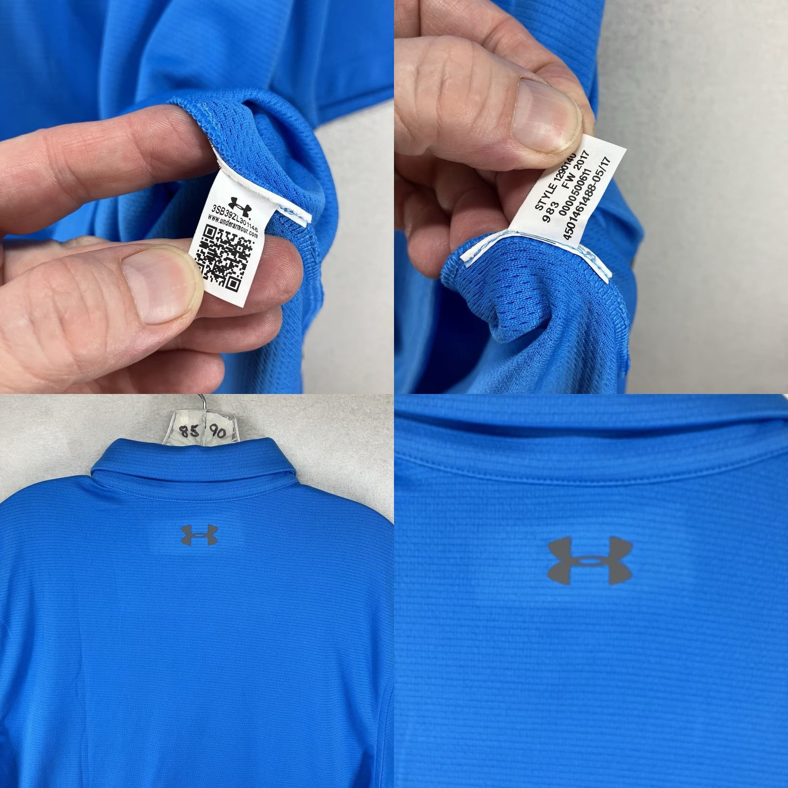 Under Armour Under Armour Polo Shirt Mens Large Loose Fit Blue Striped Short Sleeve Size US L / EU 52-54 / 3 - 8 Thumbnail