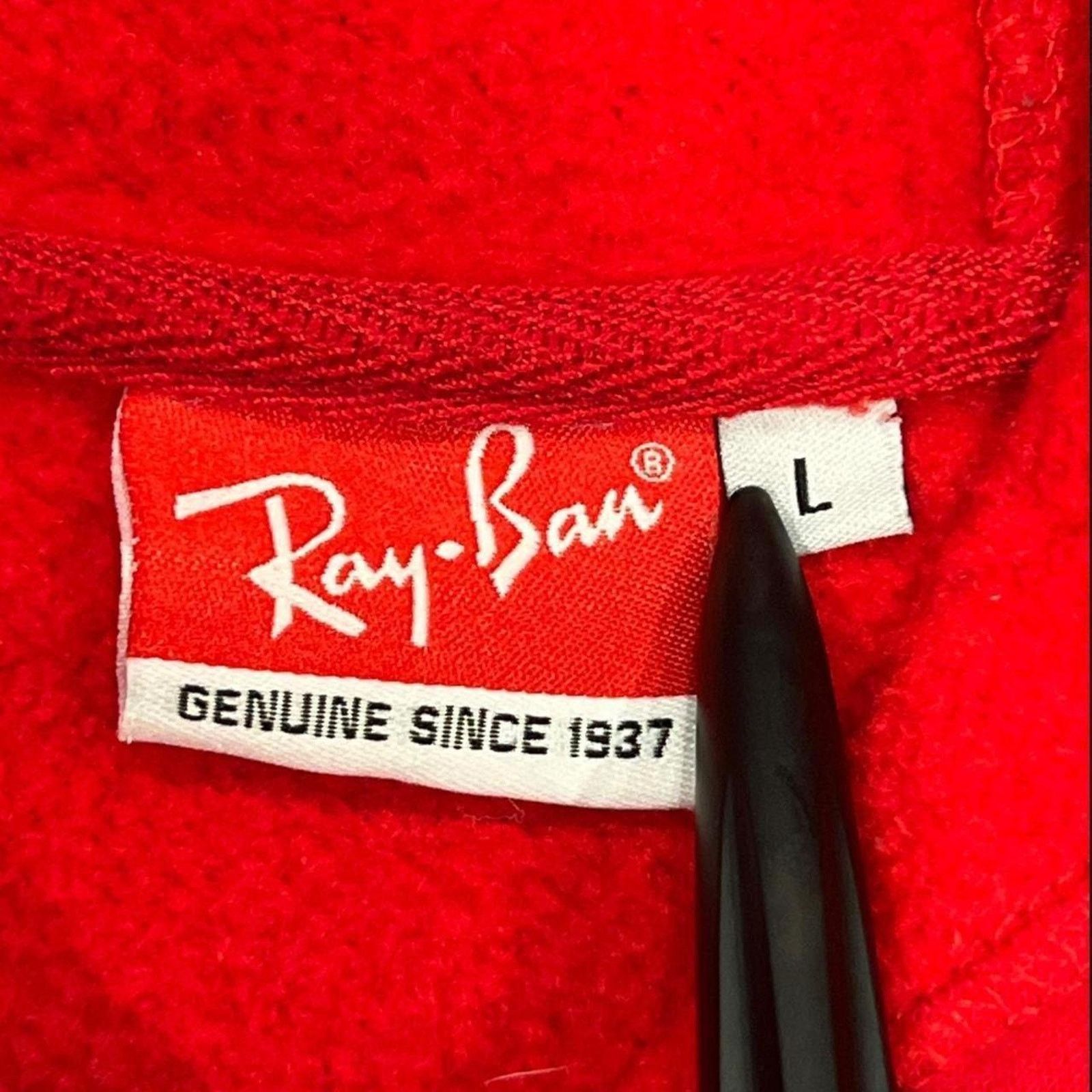 RayBan Ray-Ban Logo Vintage Red Hoodie w/ Kangaroo Pockets Size US L / EU 52-54 / 3 - 4 Thumbnail