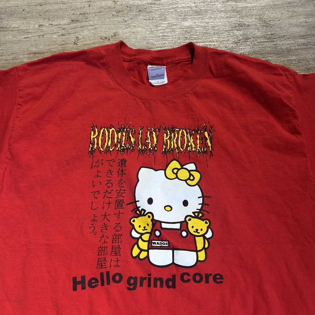 Vintage Bodies Lay Broken Hello Kitty Grind Core Band Tee