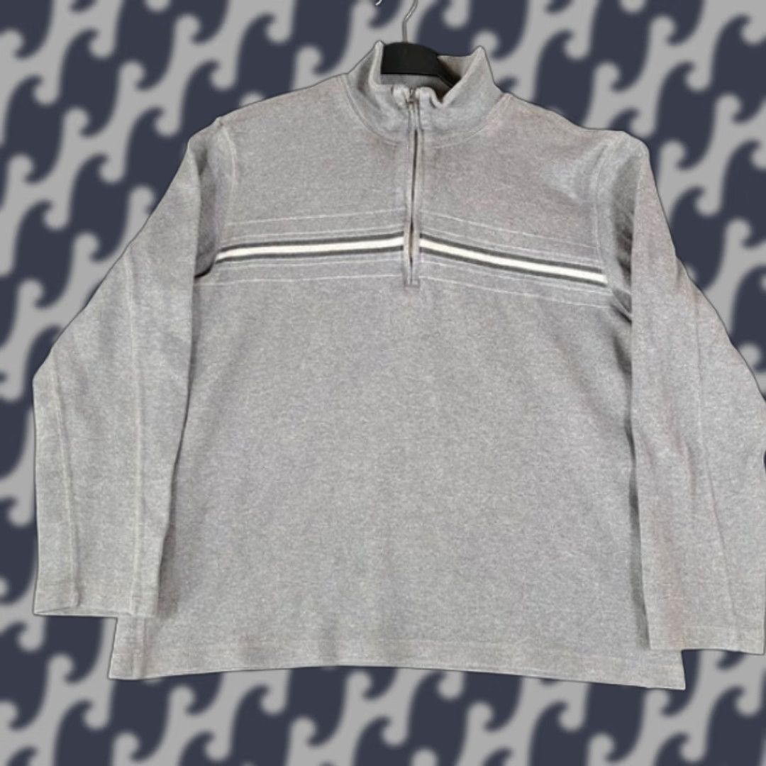 Banana Republic VINTAGE Banana Republic Mens Gray Quarter Zip Pullover Sweater Size L 100% Cotton Size US L / EU 52-54 / 3 - 1 Thumbnail