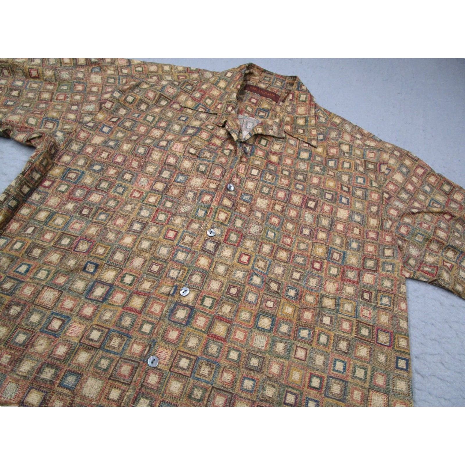 Tori Richard Tori Richard Mens Medium Yellow Short Sleeve Hawaiian Shirt Button Up Cotton Lawn Size US M / EU 48-50 / 2 - 2 Thumbnail