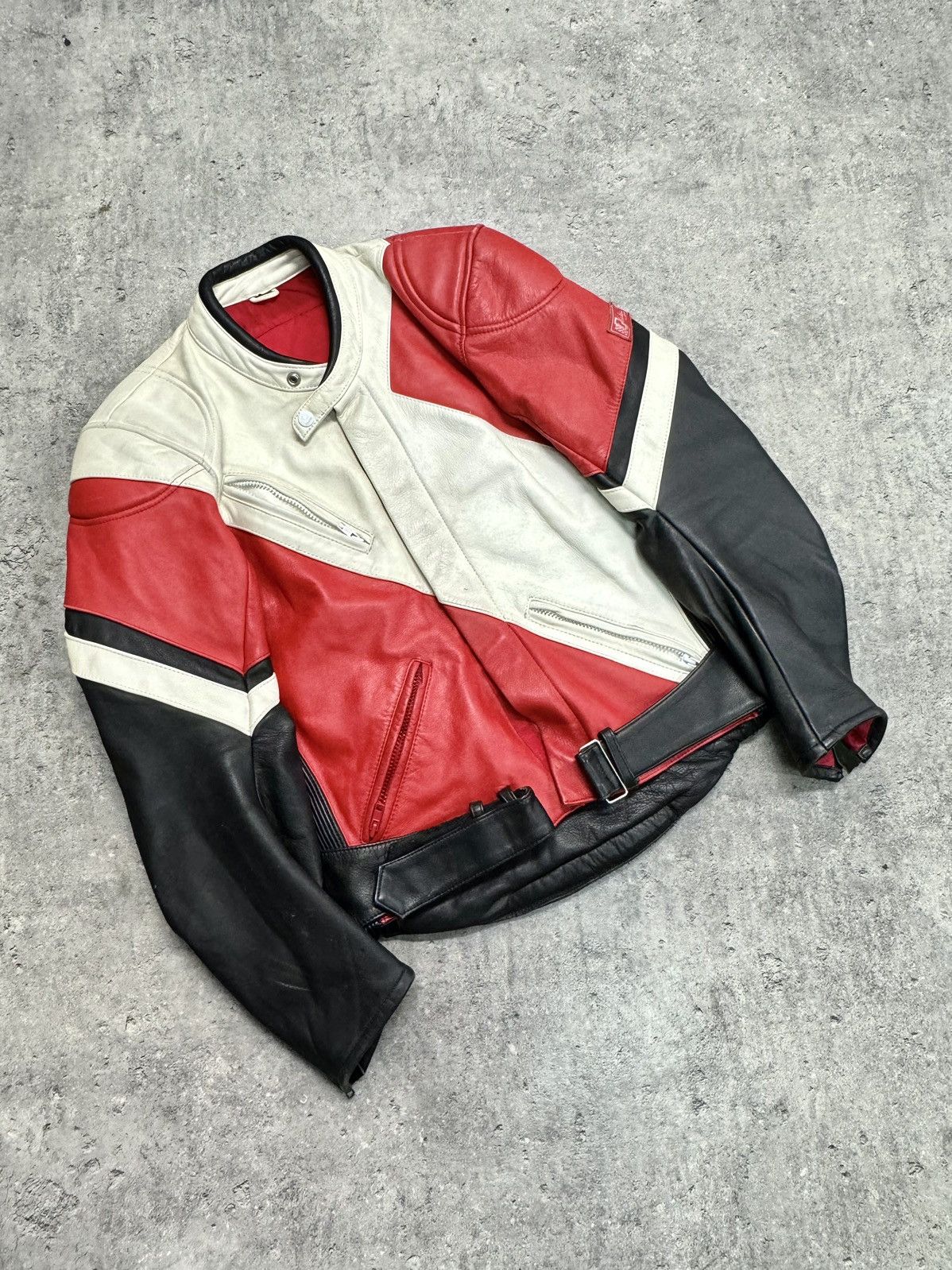 image of Avant Garde x Kapital 80's Leahter Jacket Motorcycle Vintage Red Black Whilte Y2K, Men's (Size Smal