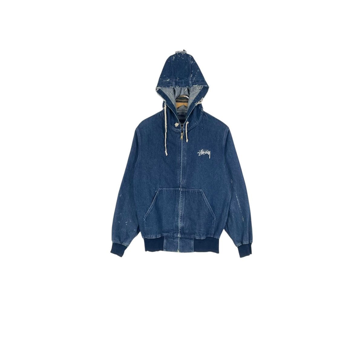 Stussy Vintage Stussy Hooded Distressed Style Denim Jacket Size US M / EU 48-50 / 2 - 3 Thumbnail