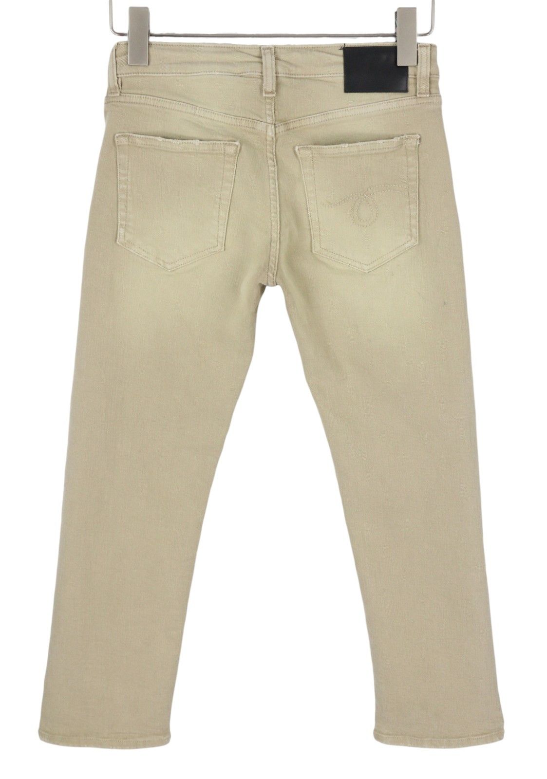 R13 W28 Beige Stretch Cropped Ankle Zipper Jeans 88829 Size 28" / US 6 / IT 42 - 4 Thumbnail