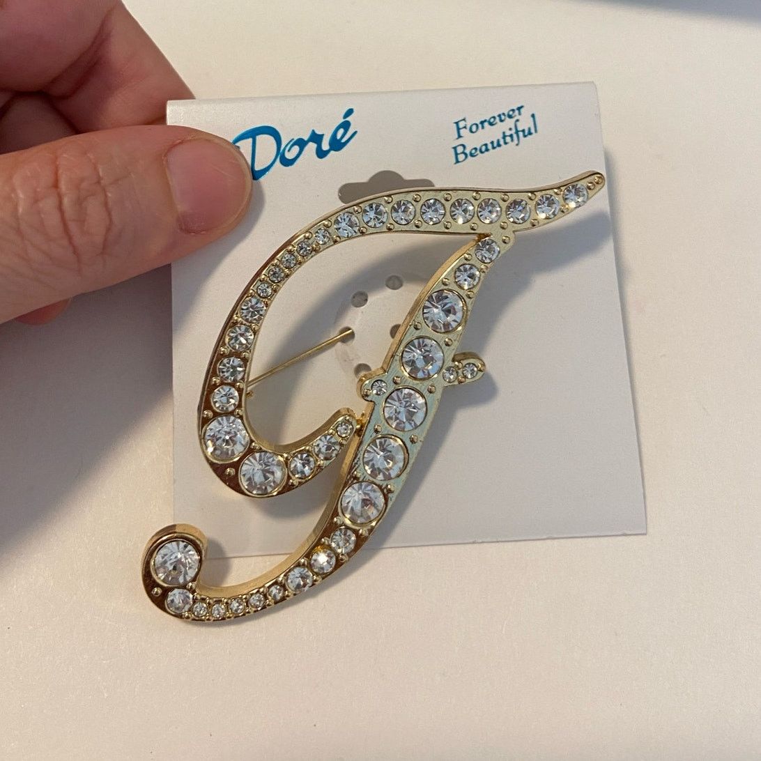 Other initial F brooch rhinestone gold tone Size ONE SIZE - 1 Thumbnail