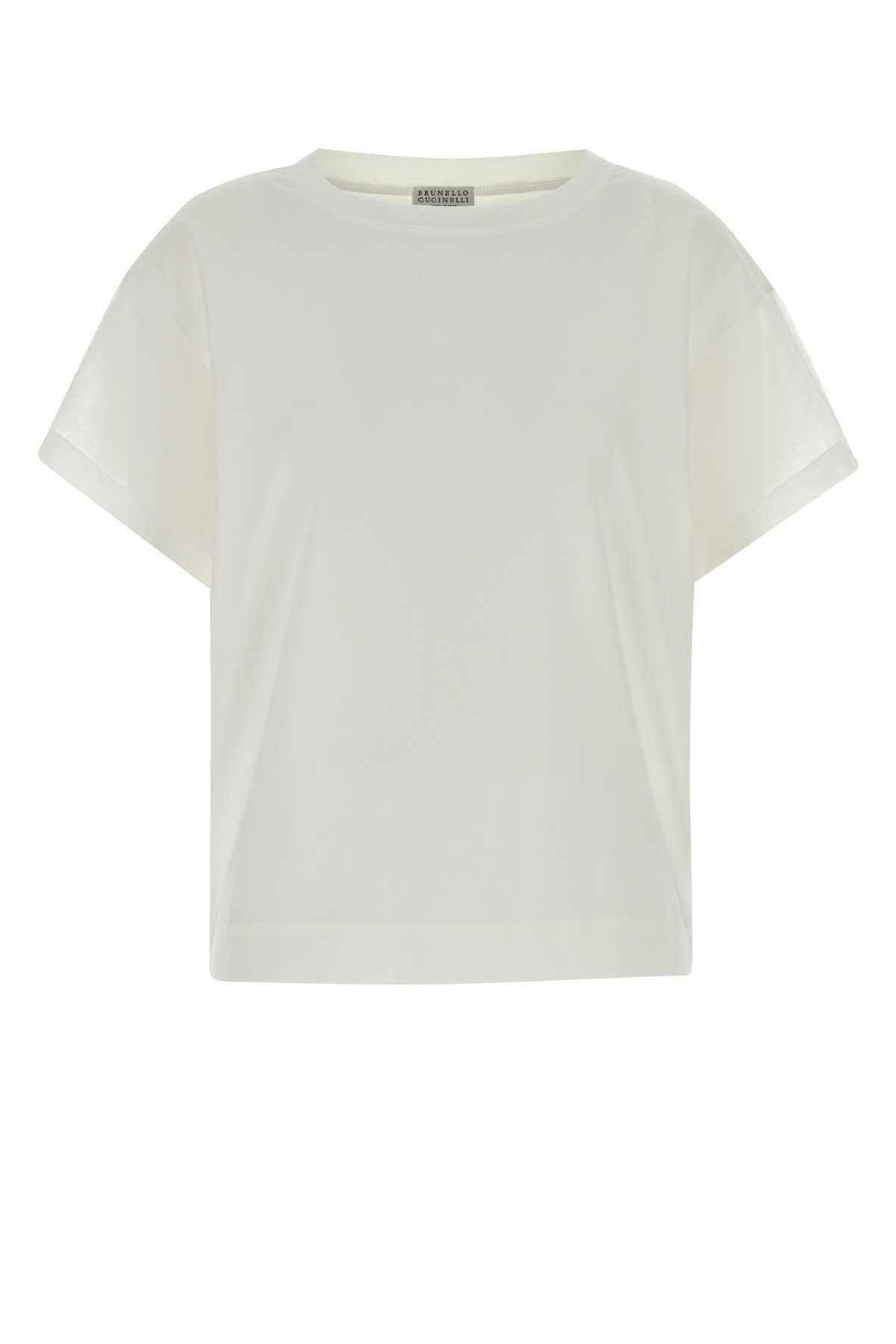 Brunello Cucinelli White Cotton T-Shirt Size S / US 4 / IT 40 - 1 Thumbnail