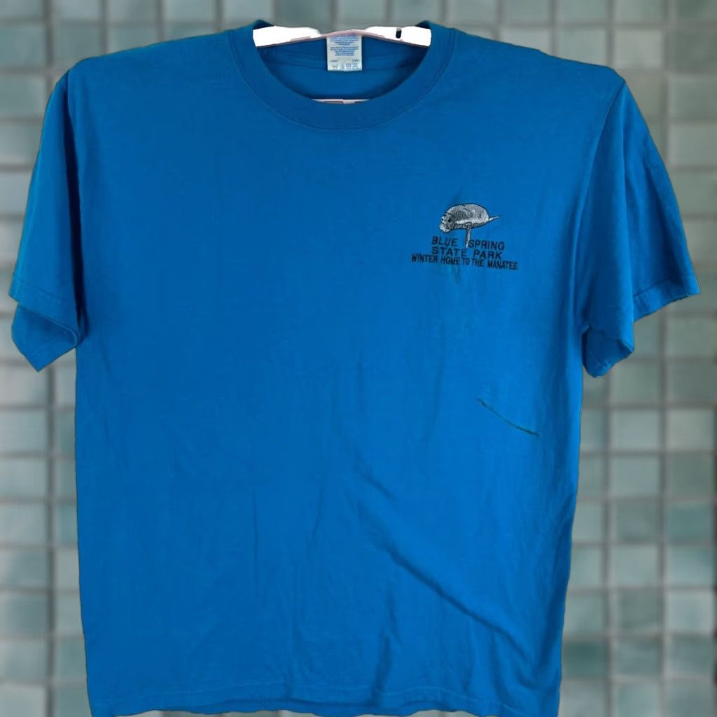 Vintage VINTAGE PARK Manatee Spring State Park T-Shirt Adult Large Blue Animals Nature Embroidered Size US L / EU 52-54 / 3 - 1 Thumbnail