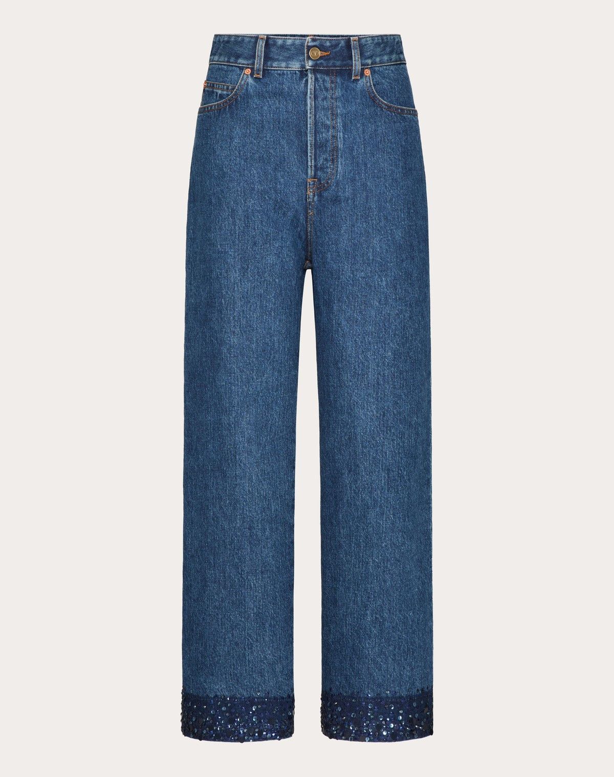Valentino o1s1wg110525 Embroidered Denim Trousers in Blue Size 26" / US 2 / IT 38 - 1 Thumbnail