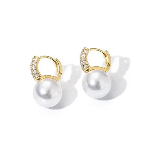 Other Elegant White Pearl Drop Dangle Hoop Earrings for Women Size ONE SIZE - 3 Thumbnail
