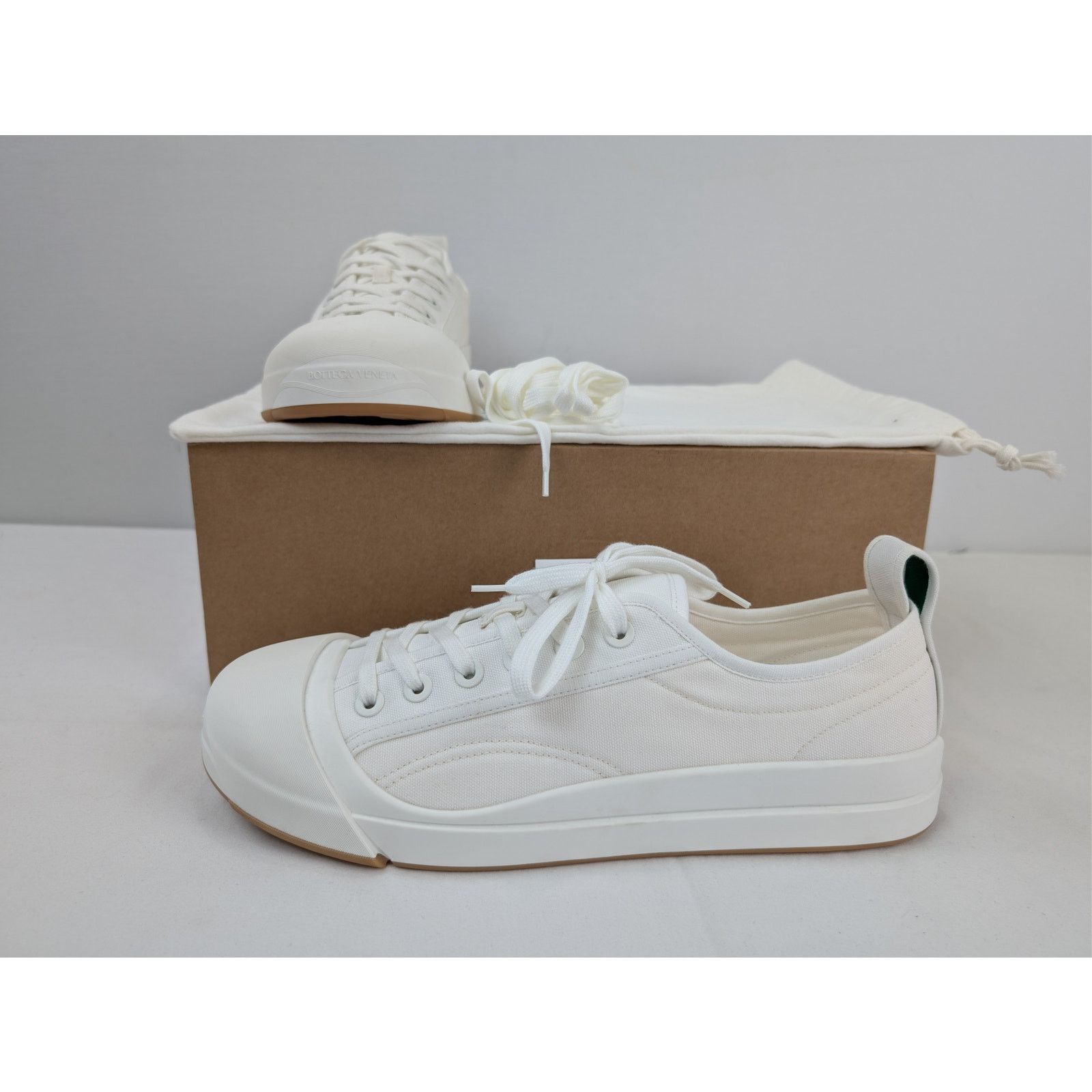 Bottega Veneta o1rshd1 Canvas Vulcan Low top Sneaker in Optic White Size US 12 / EU 45 - 17 Thumbnail