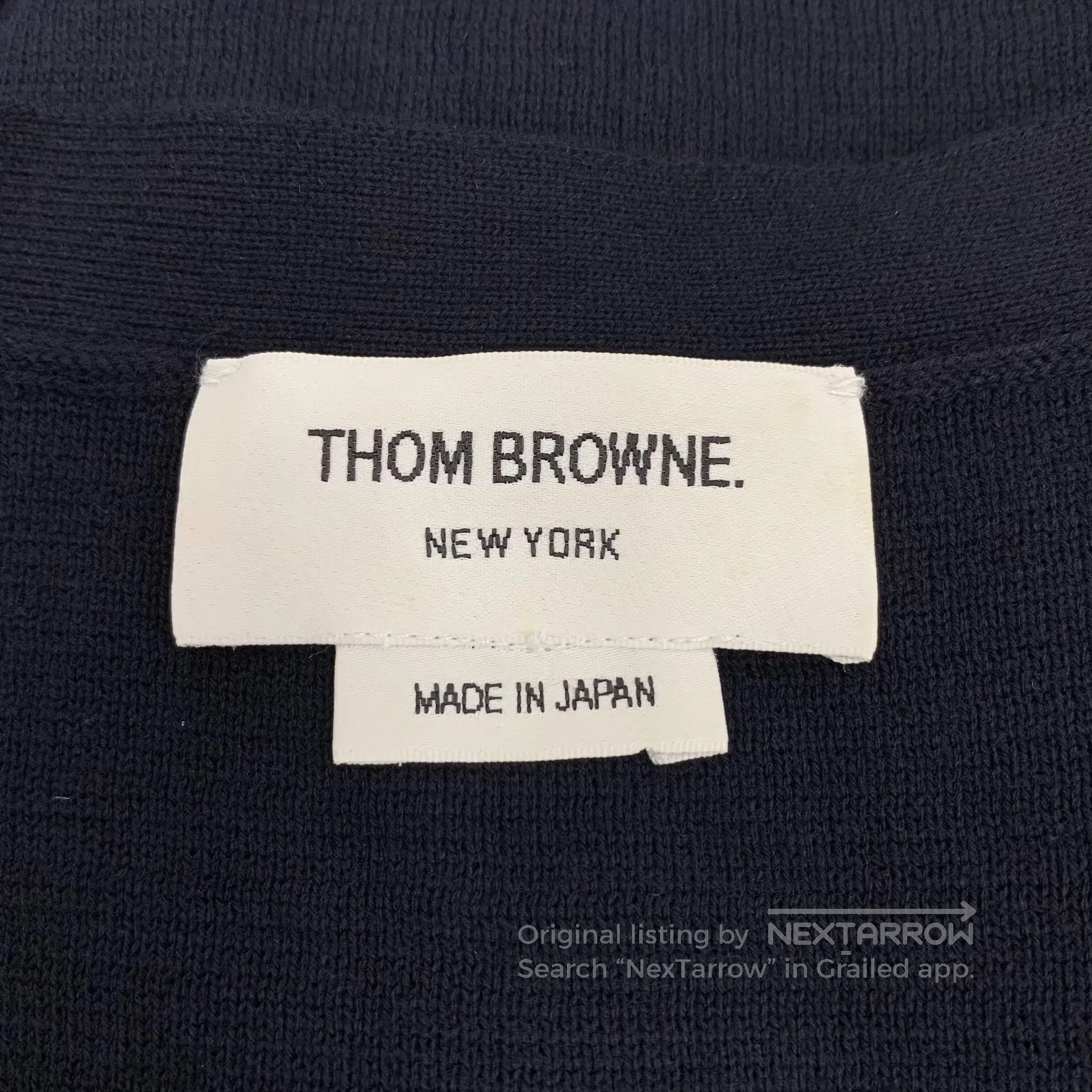 Thom Browne Thom Browne Dark blue classic four-bar cotton V-neck singl Size US XXL / EU 58 / 5 - 5 Thumbnail