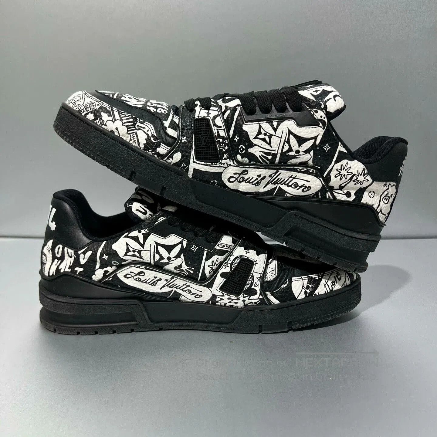 Louis Vuitton Louis Vuitton Trainer Black White Graffiti Sneakers. Size US 9 / EU 42 - 9 Thumbnail