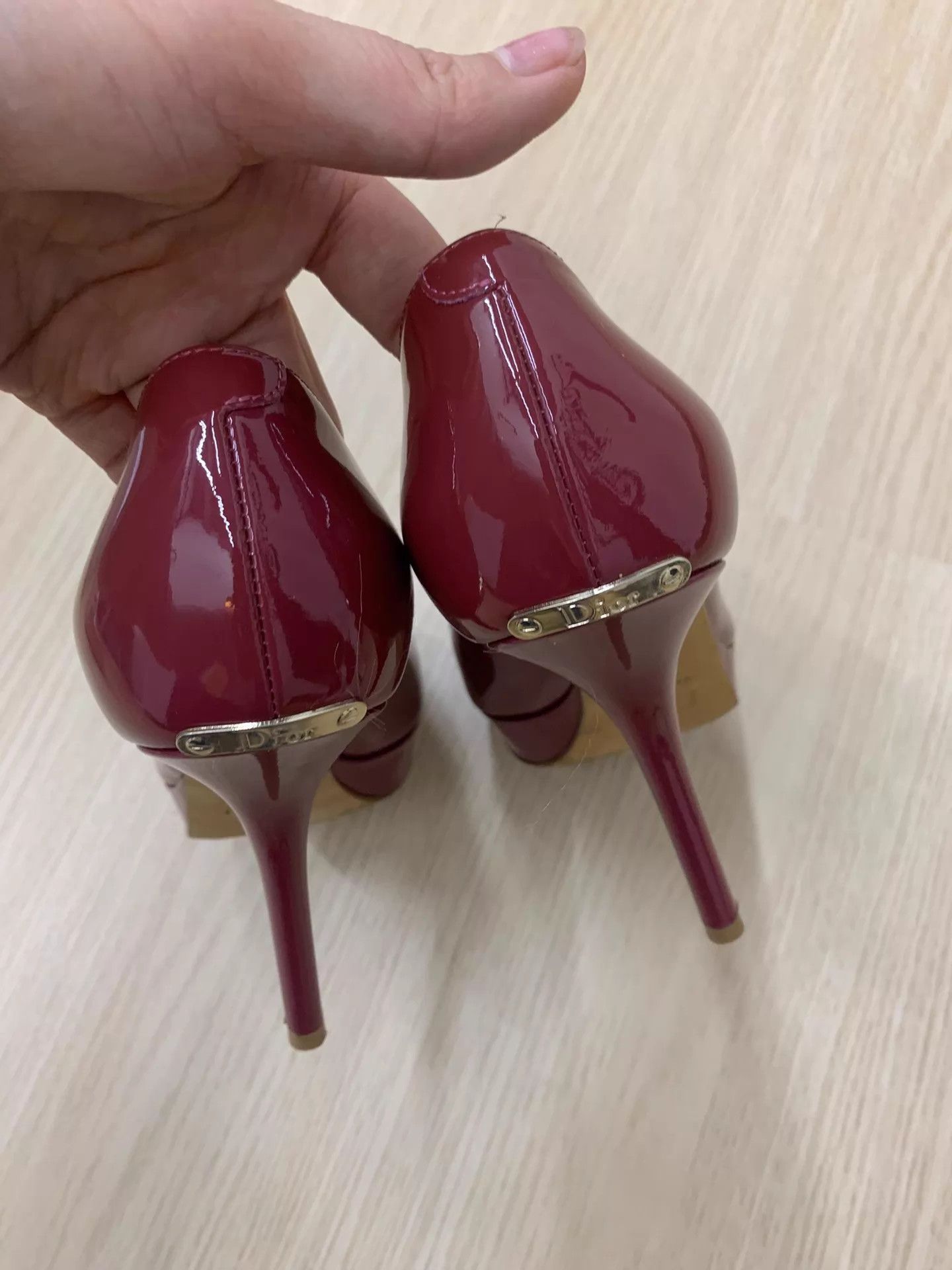 Dior Dior Patent Leather Wine Red Open Toe Heels EU37 Boxed Size US 6.5 / IT 36.5 - 4 Thumbnail