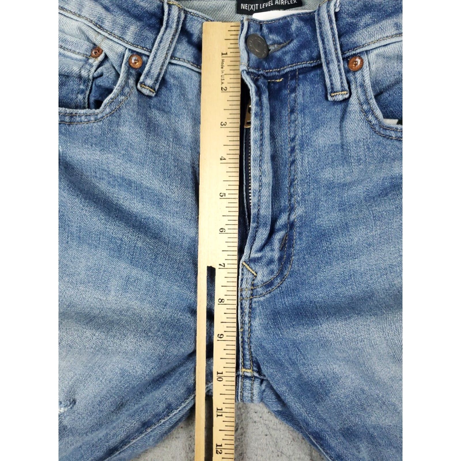 American Eagle Outfitters American Eagle Mens Slim Straight Leg Blue Distressed Denim Jeans Pants 31x32 Size US 31 - 3 Thumbnail